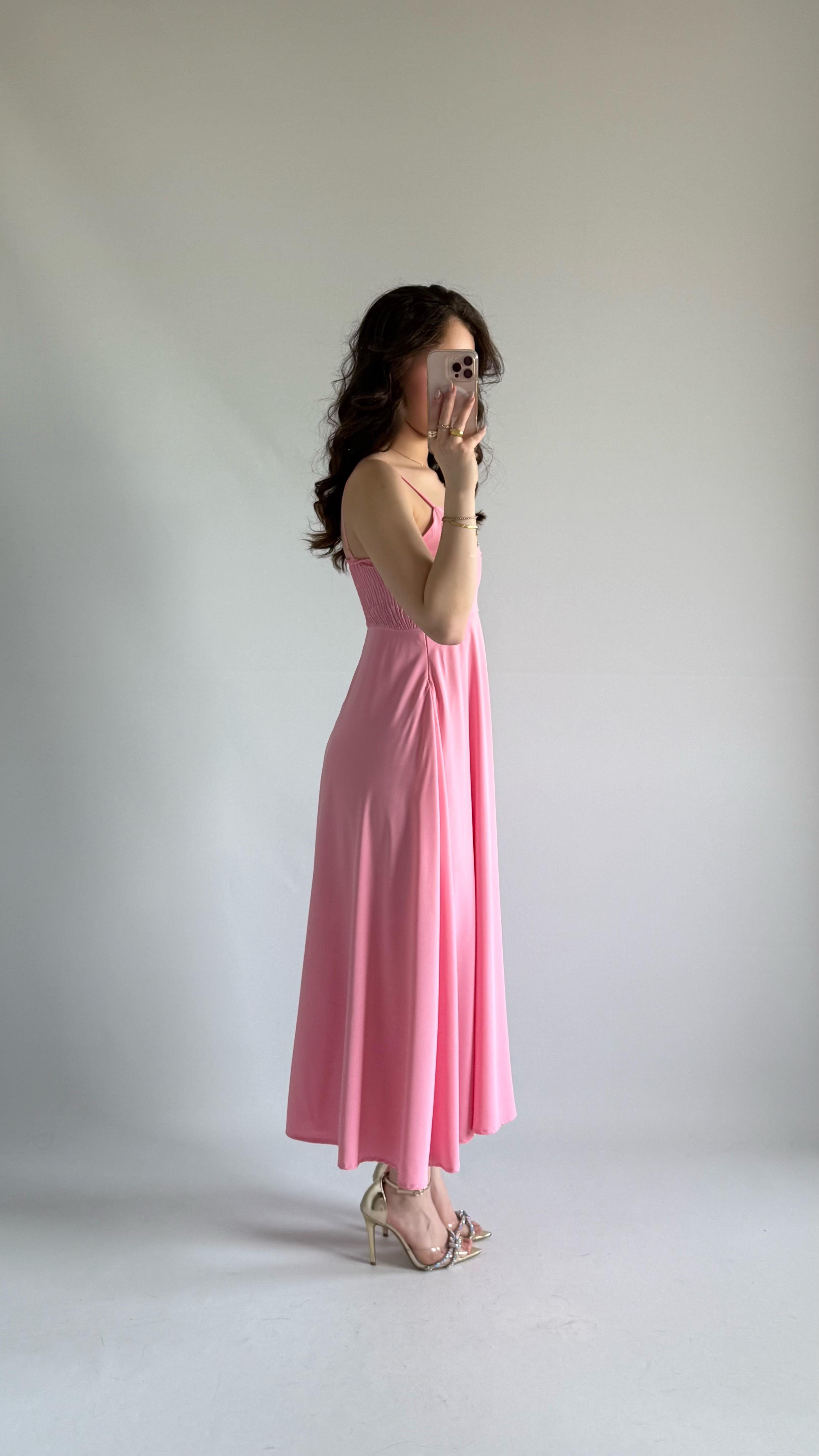 Cesica Uzun Elbise Pembe
