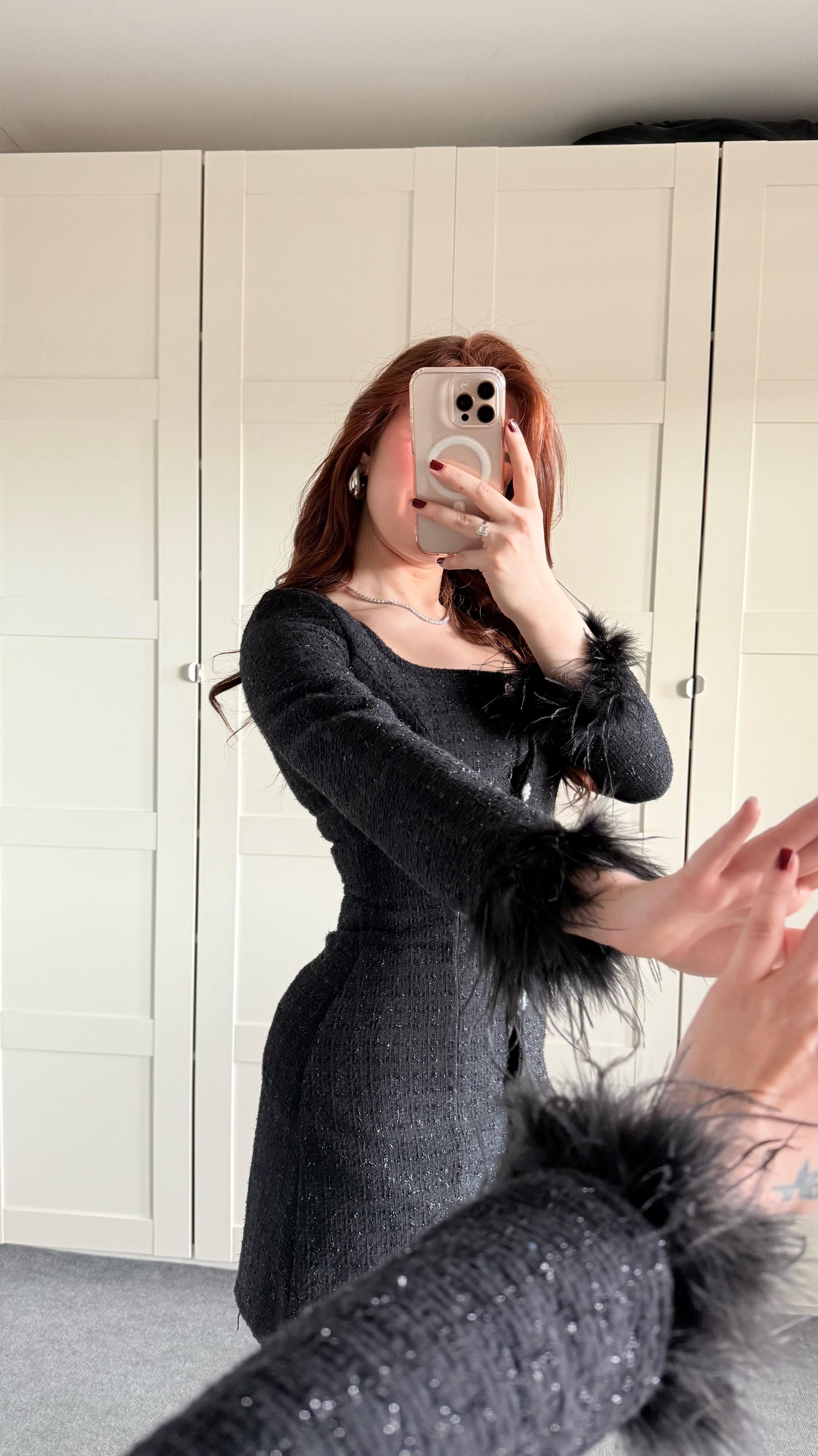 Chanel Buklet Mini Simli Elbise