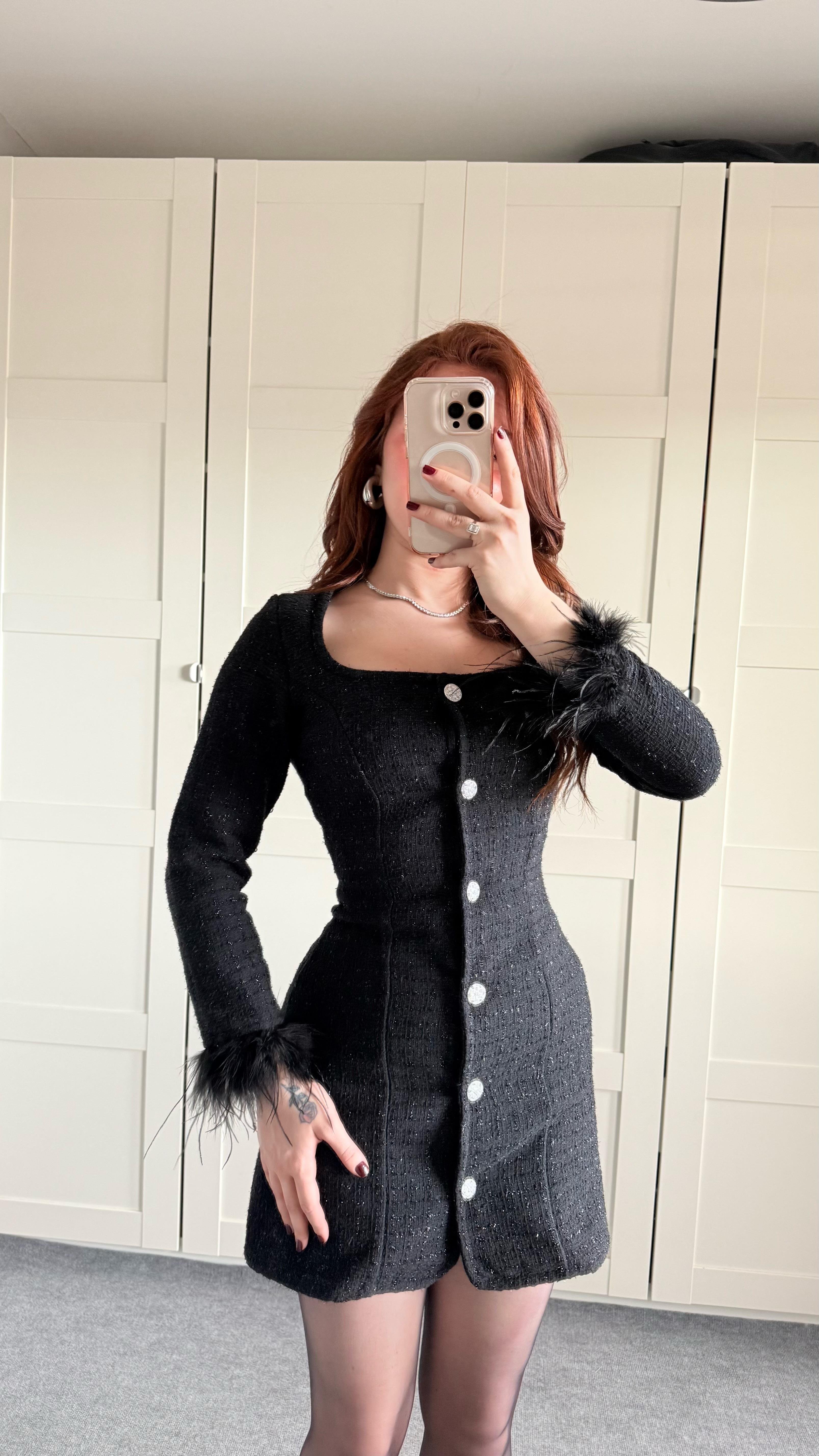 Chanel Buklet Mini Simli Elbise