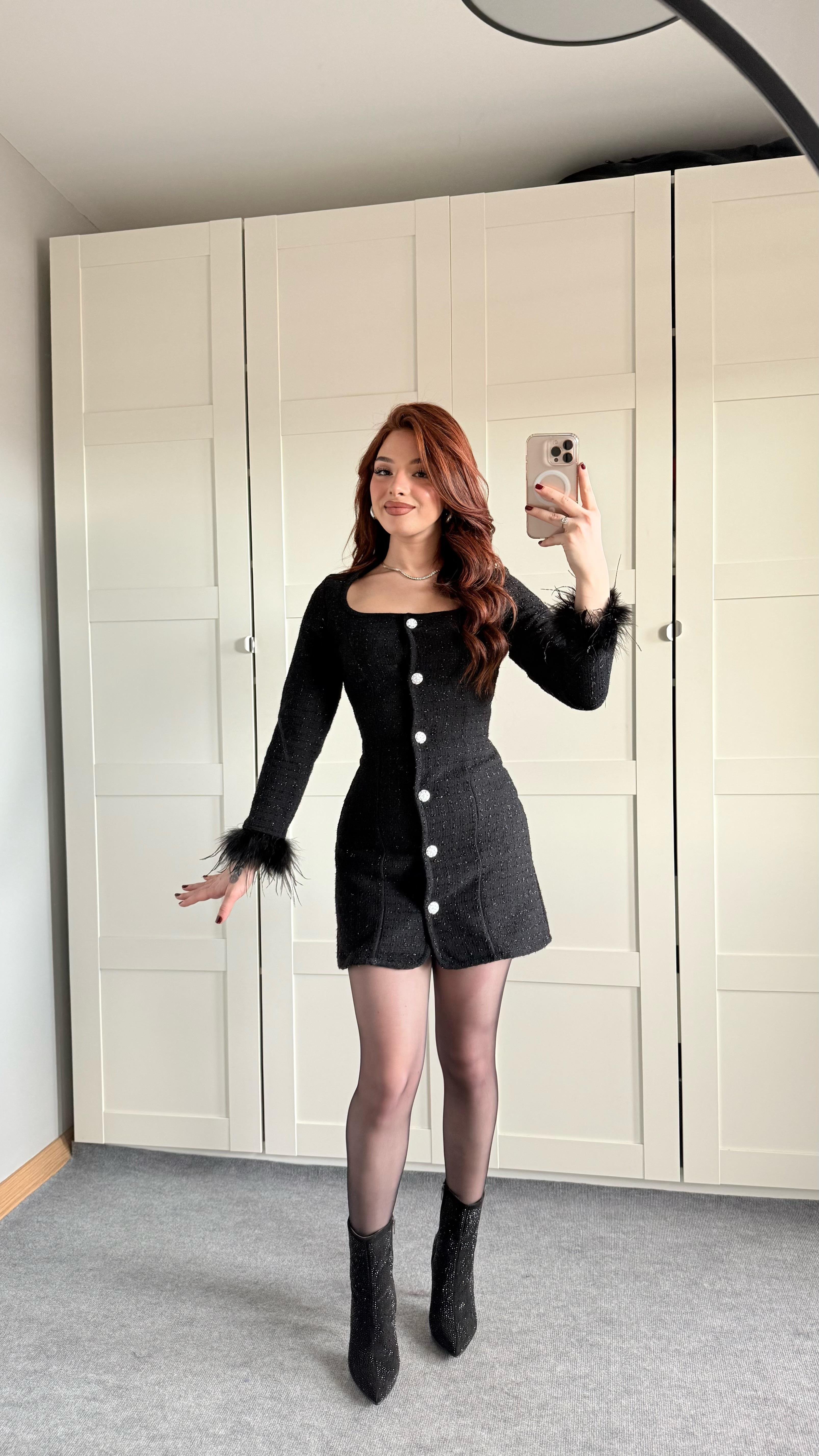 Chanel Buklet Mini Simli Elbise