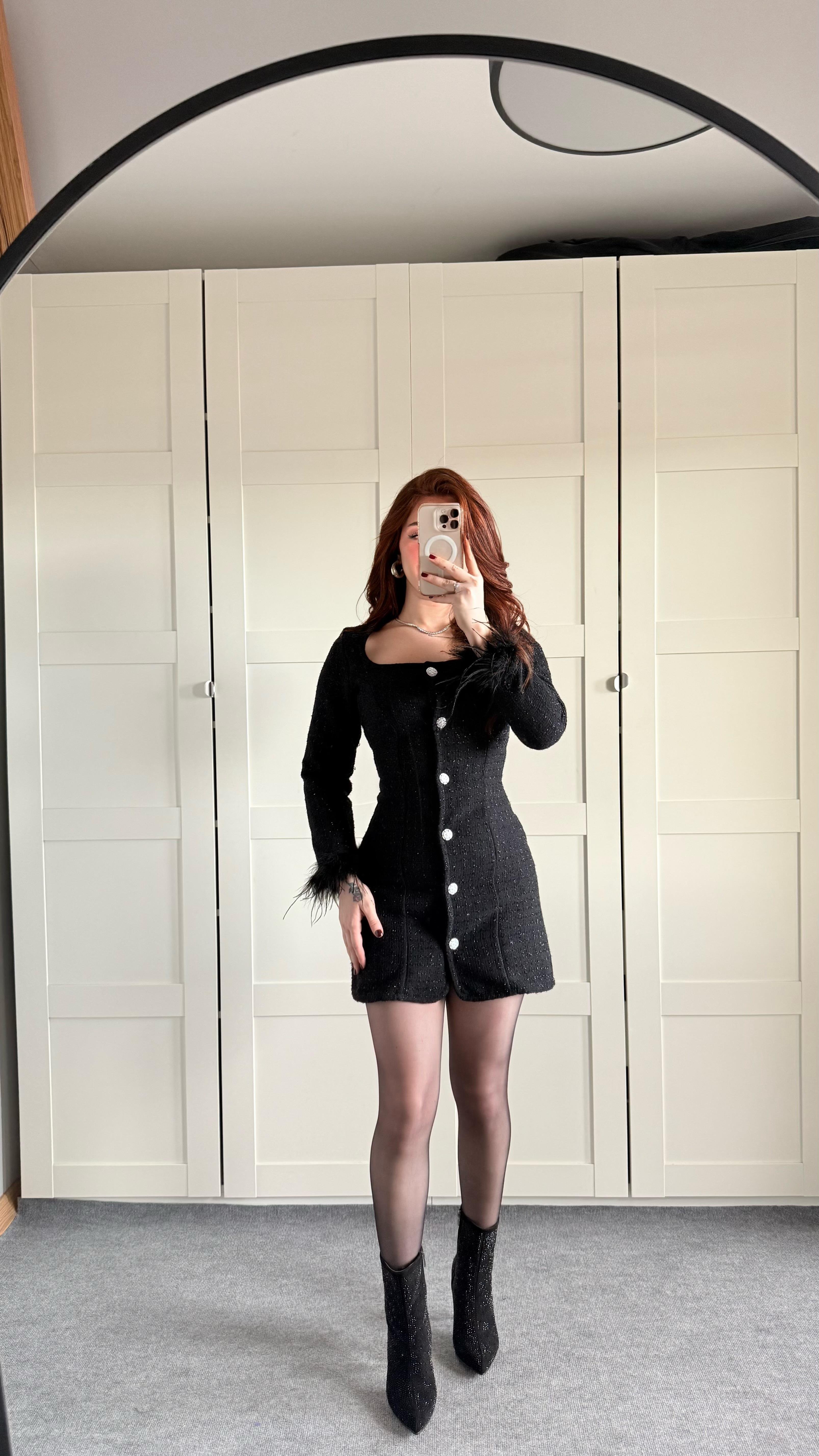 Chanel Buklet Mini Simli Elbise