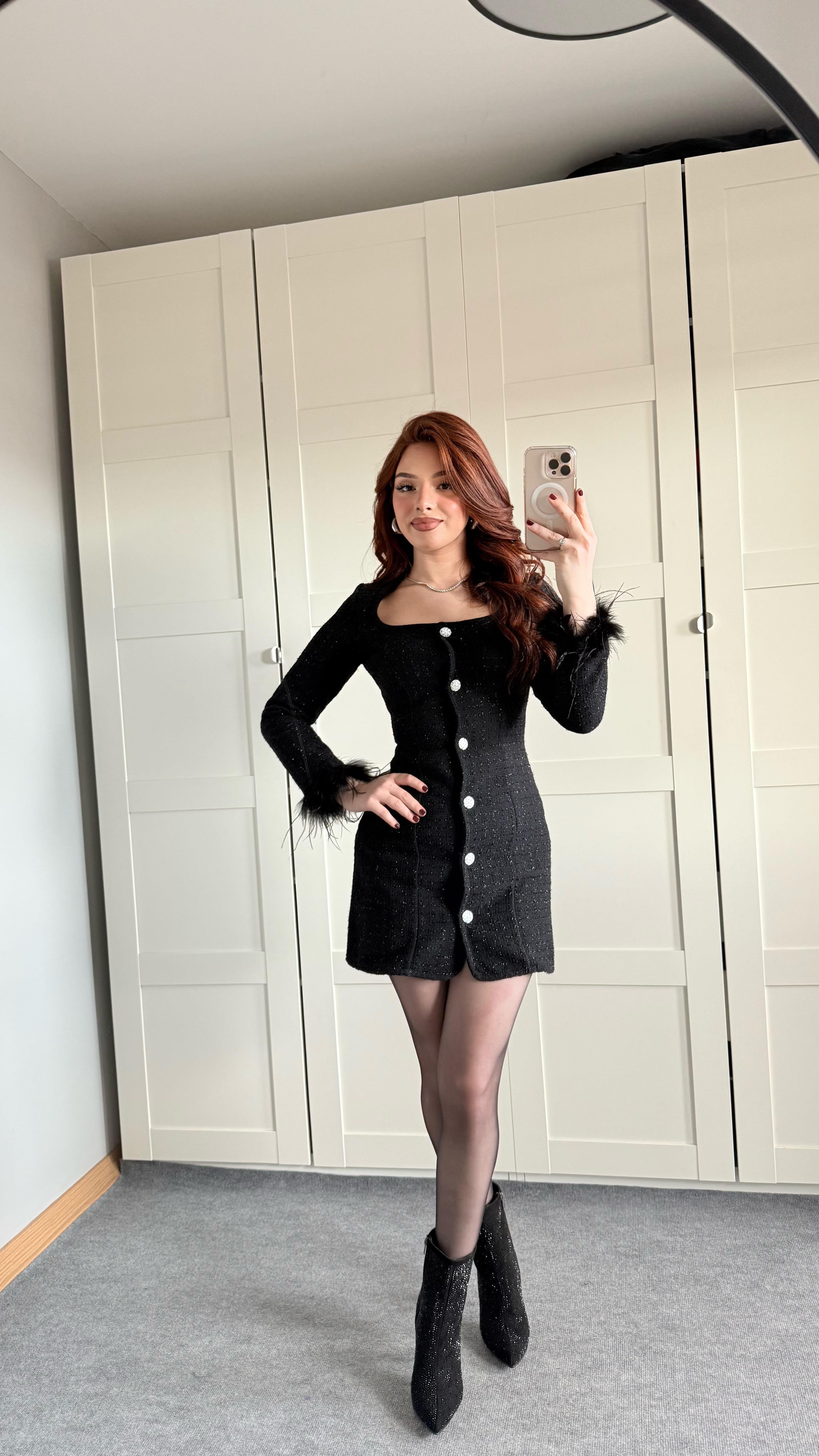 Chanel Buklet Mini Simli Elbise
