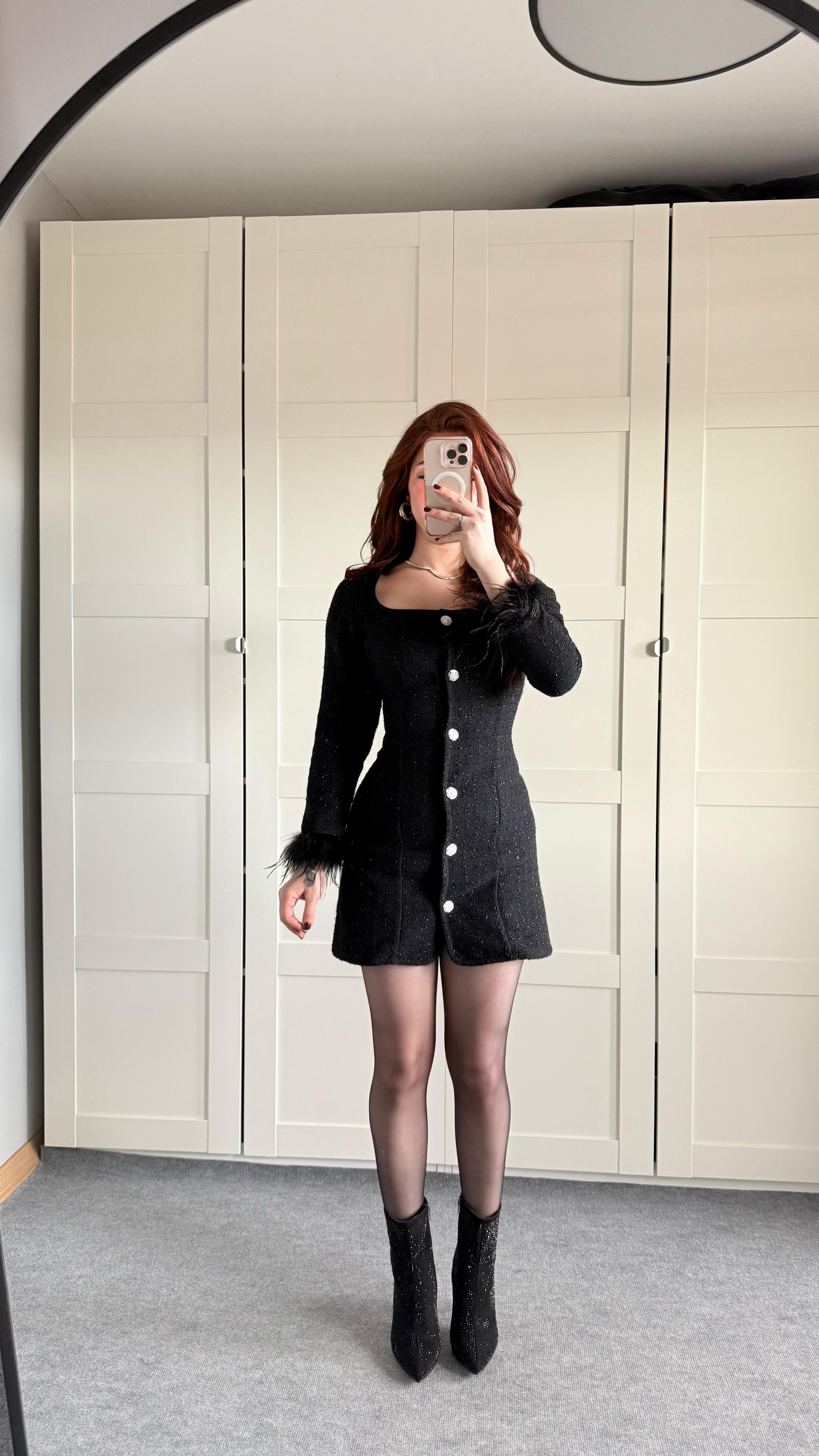 Chanel Buklet Mini Simli Elbise