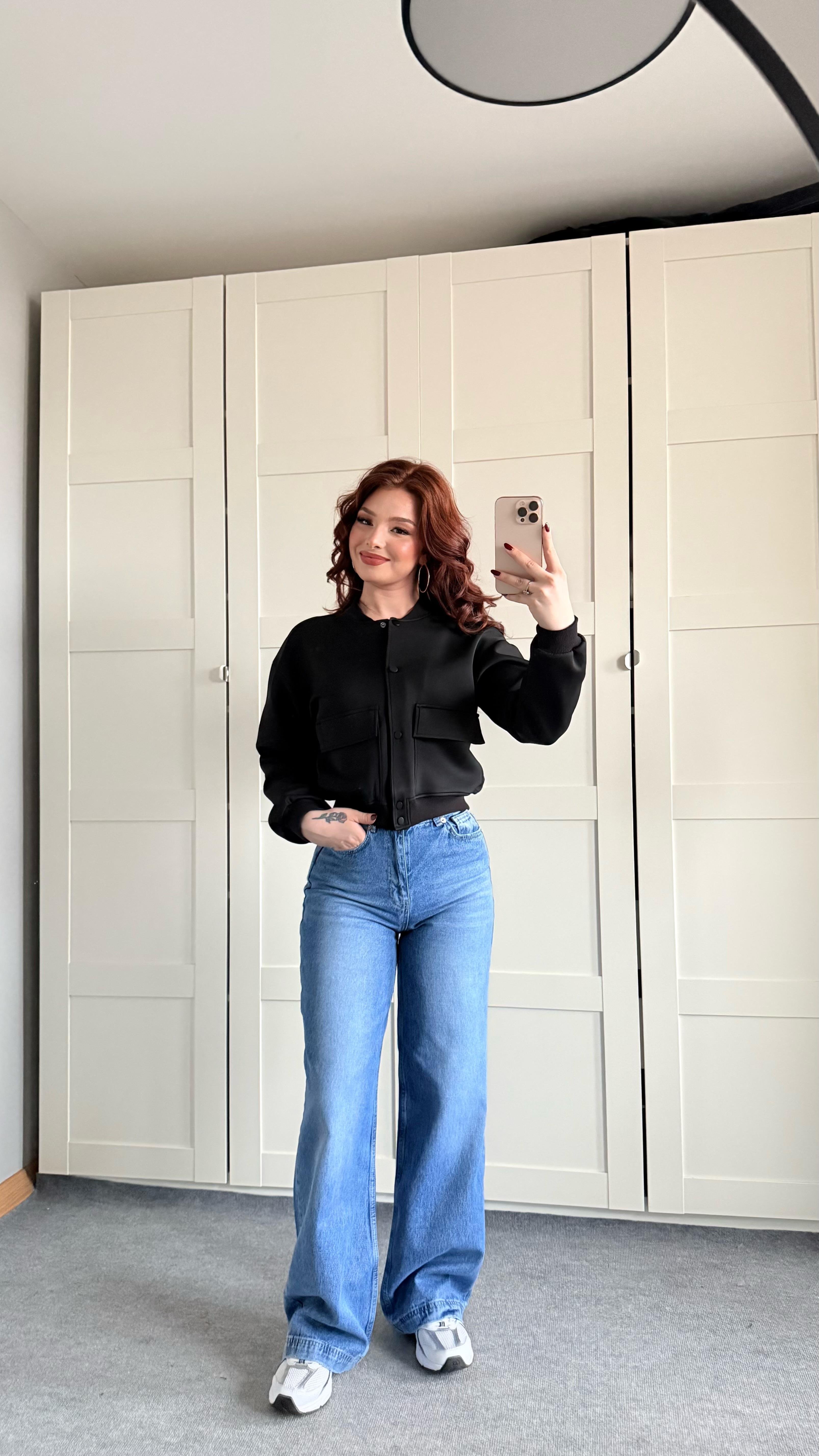 Çıtçıtlı Cepli Ceket Siyah