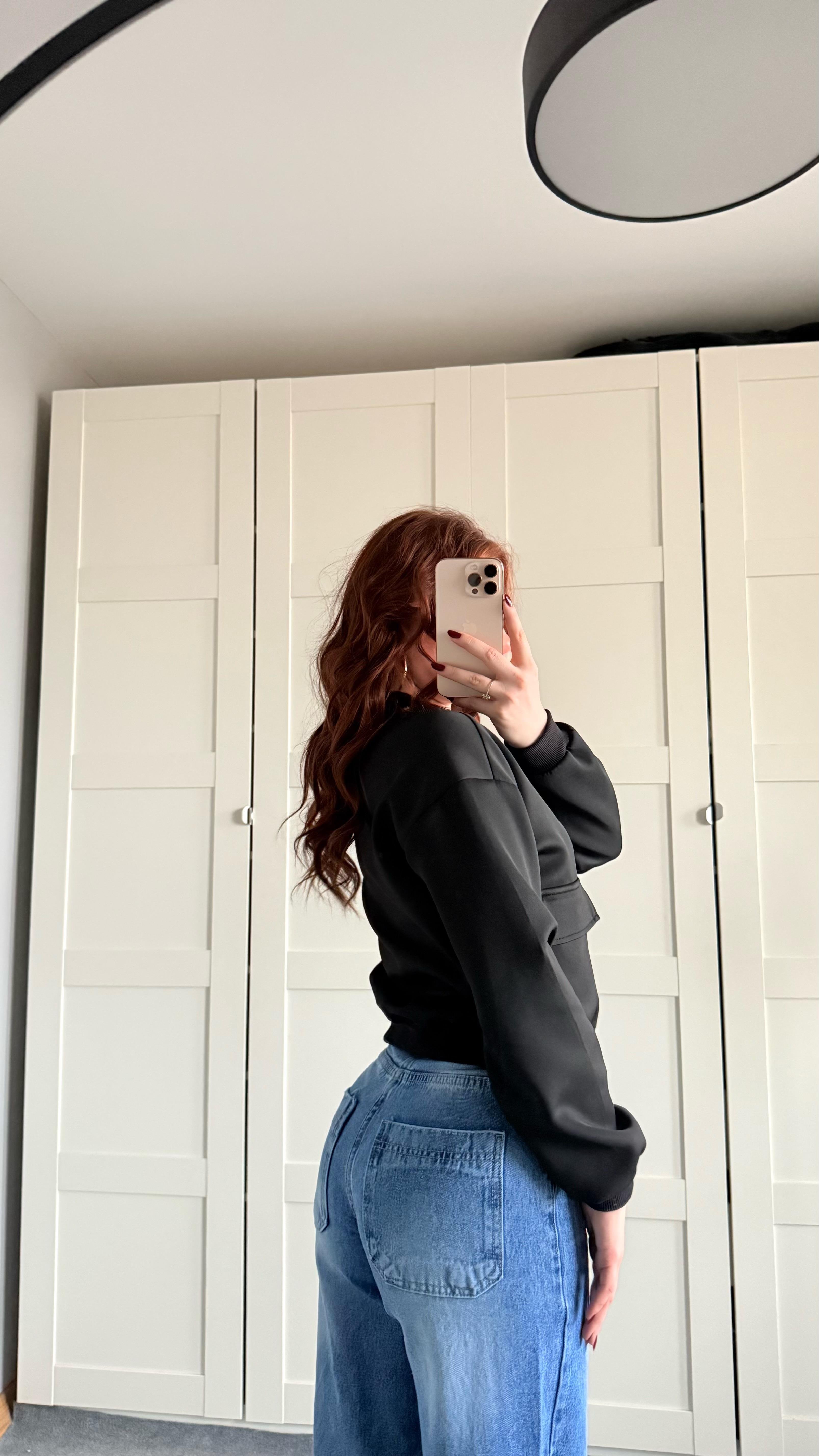 Çıtçıtlı Cepli Ceket Siyah
