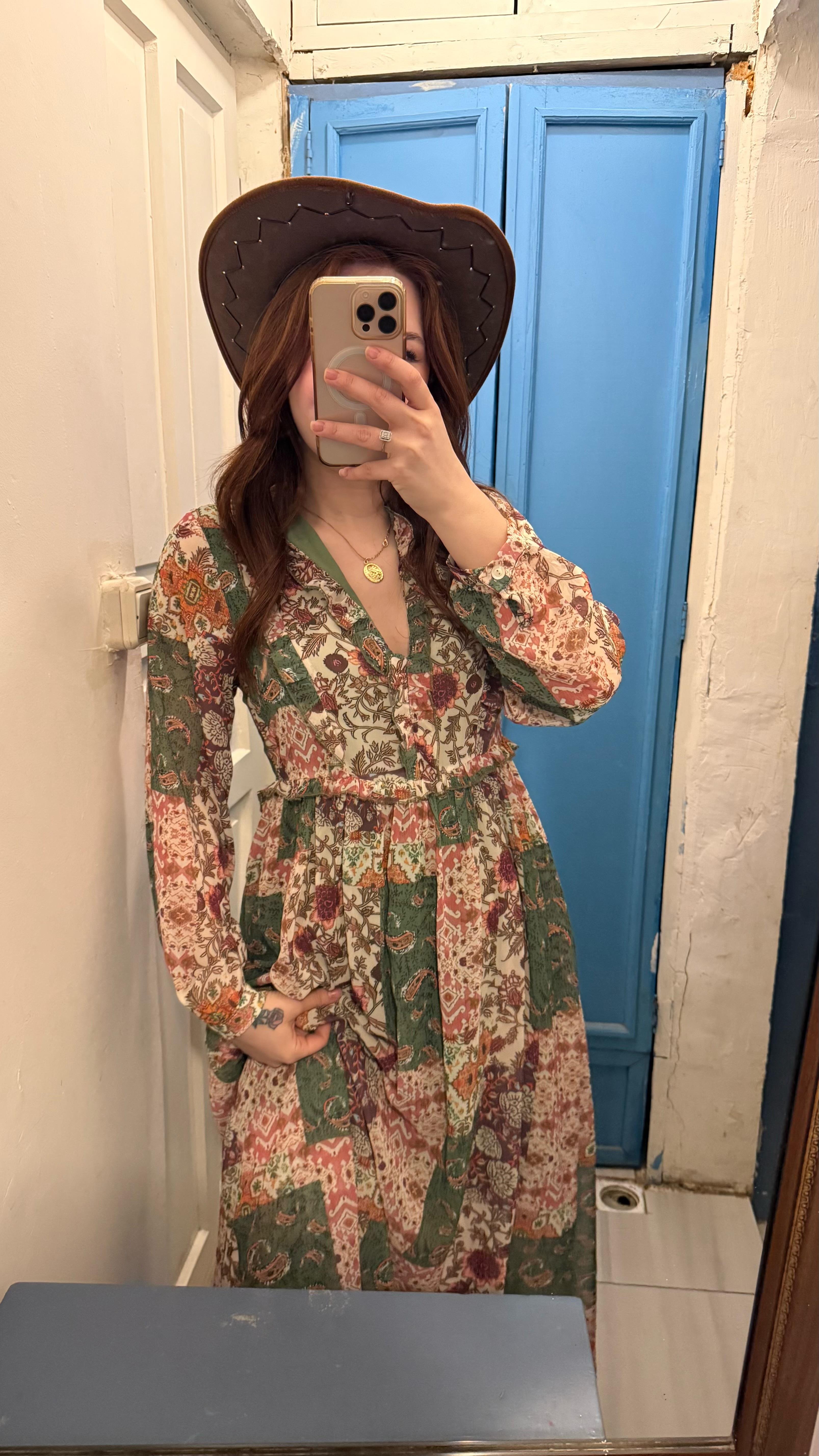 Coachella Etnik Desen Elbise