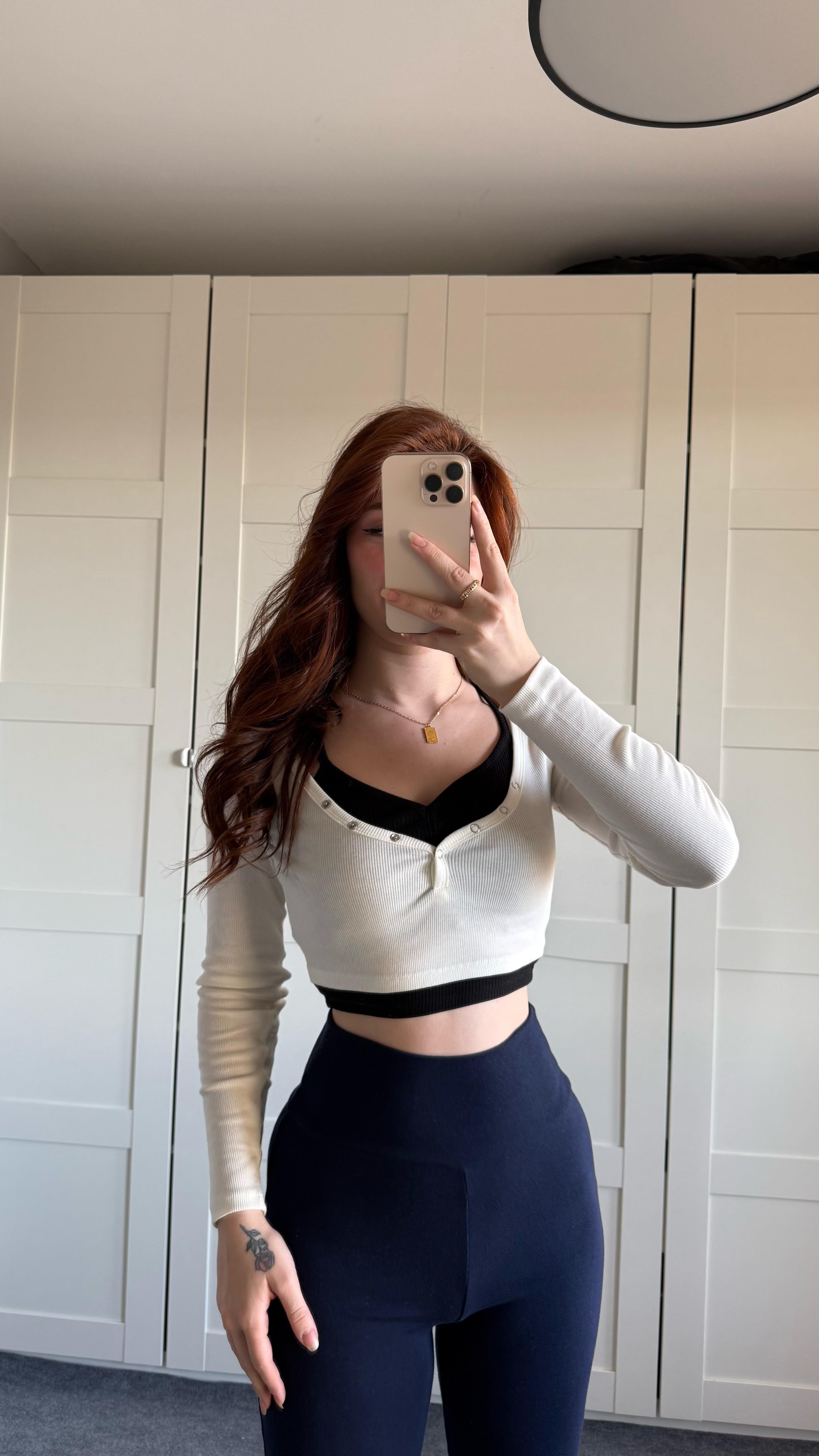 Combo Çıtçıtlı Crop Beyaz