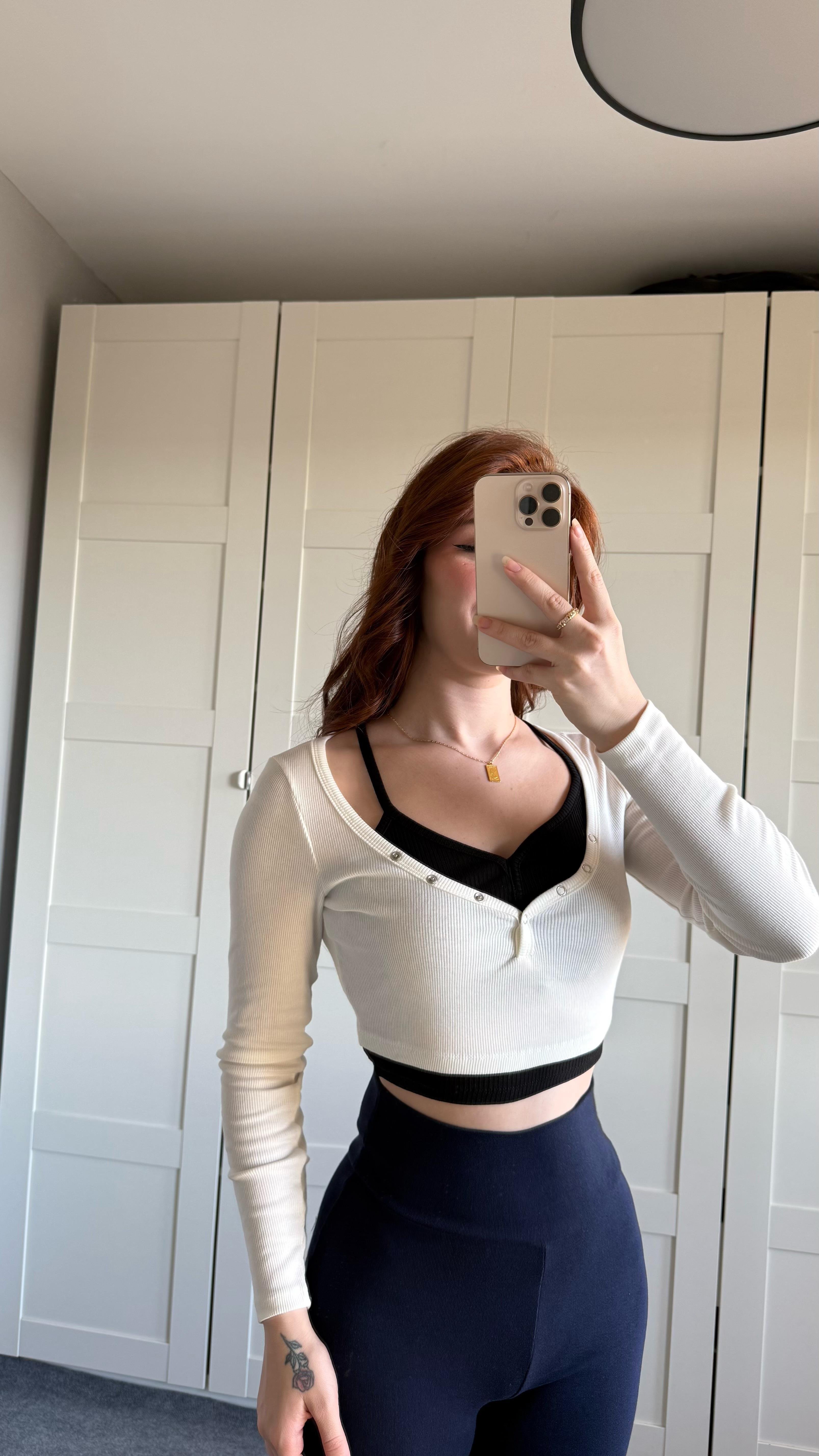 Combo Çıtçıtlı Crop Beyaz