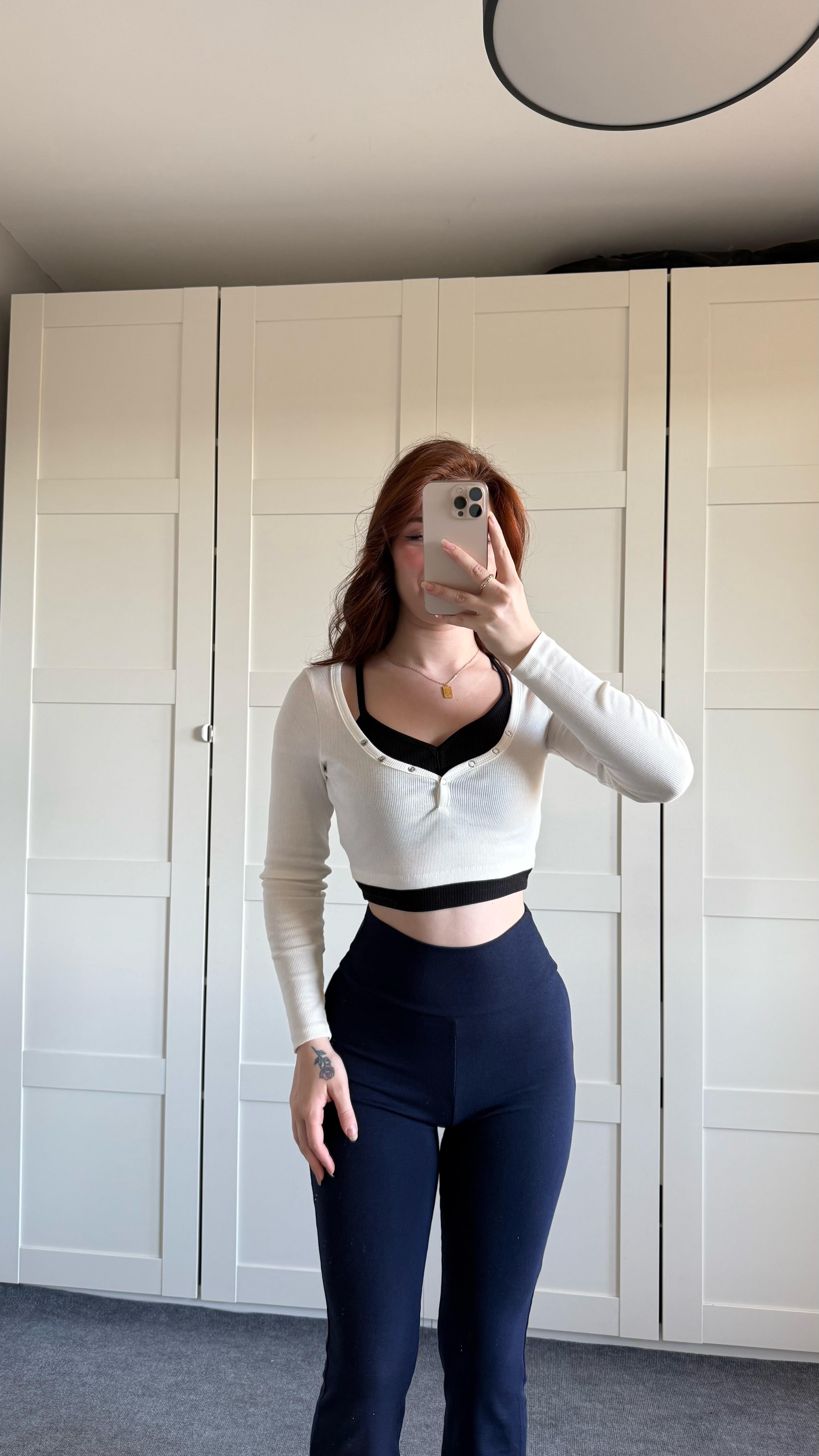 Combo Çıtçıtlı Crop Beyaz