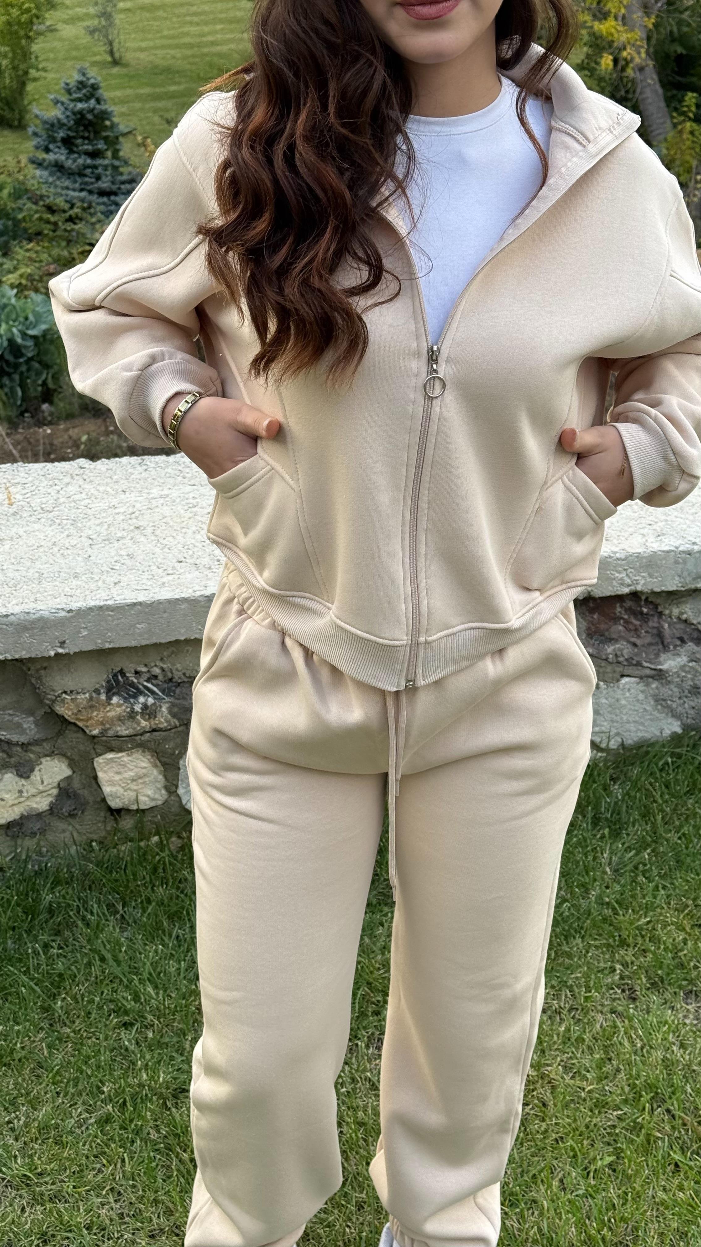 Comfort Basıc Eşofman Takımı Krem