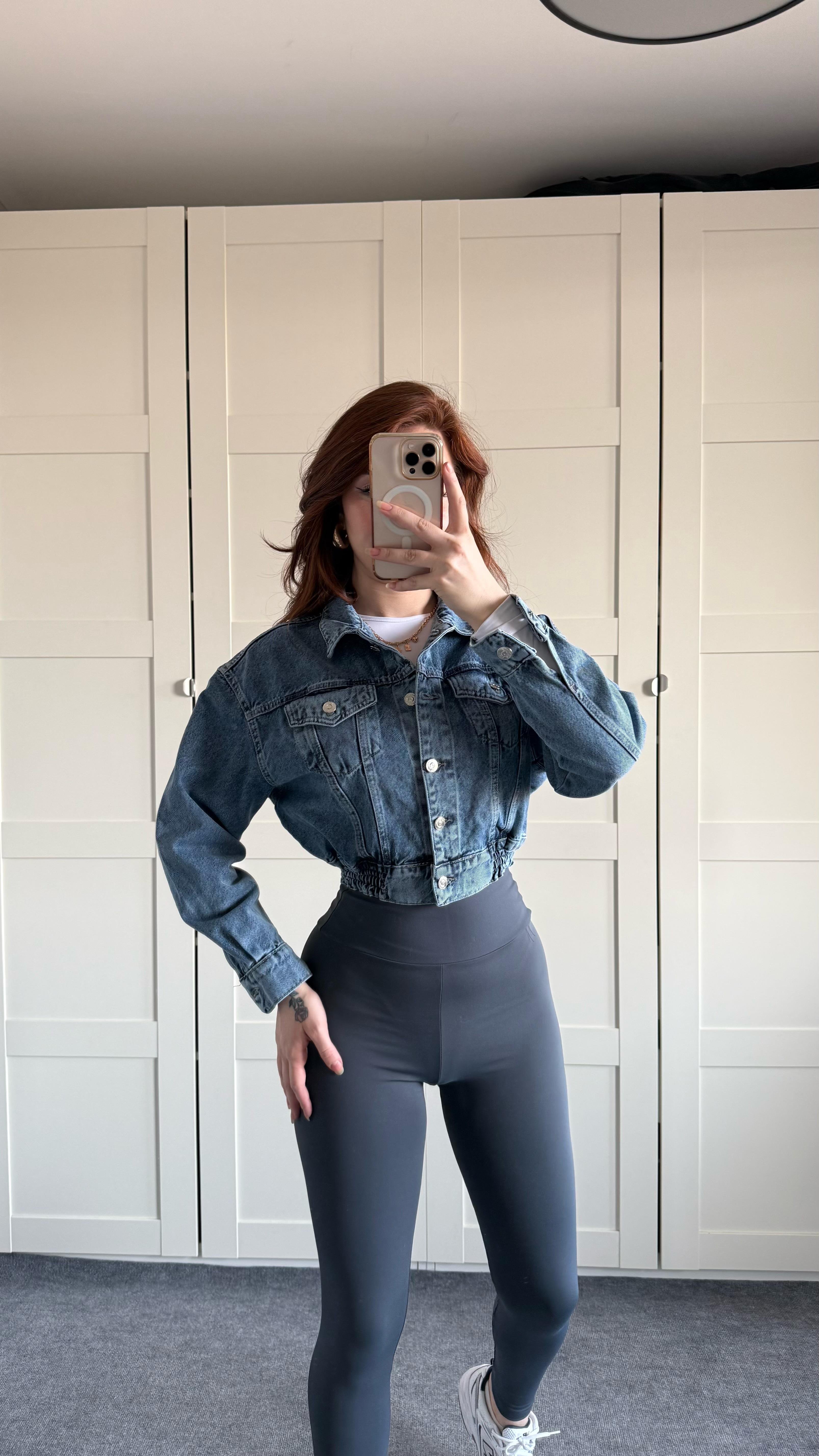 Crop Kot Ceket Açık Mavi