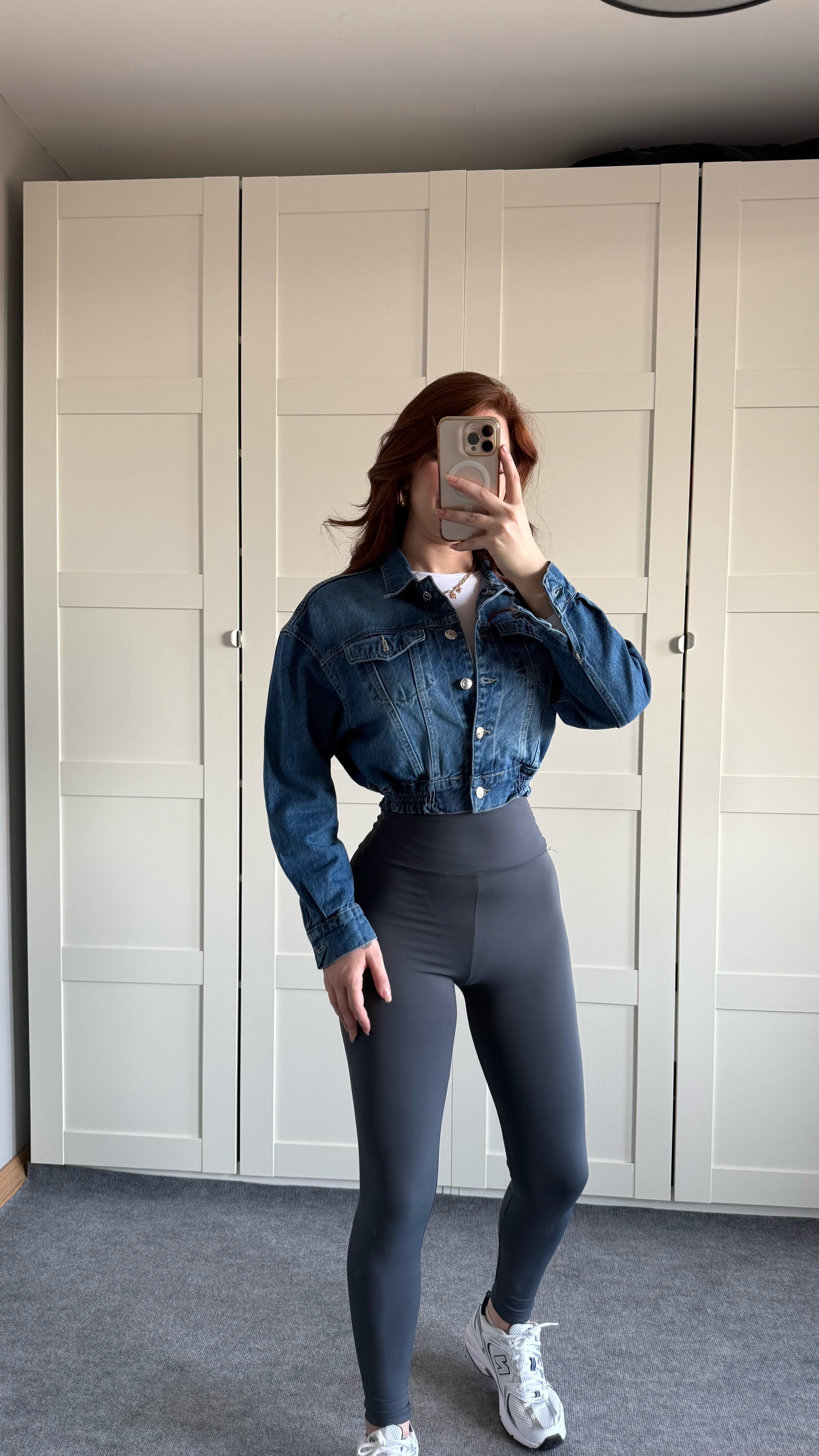 Crop Kot Ceket Koyu Mavi
