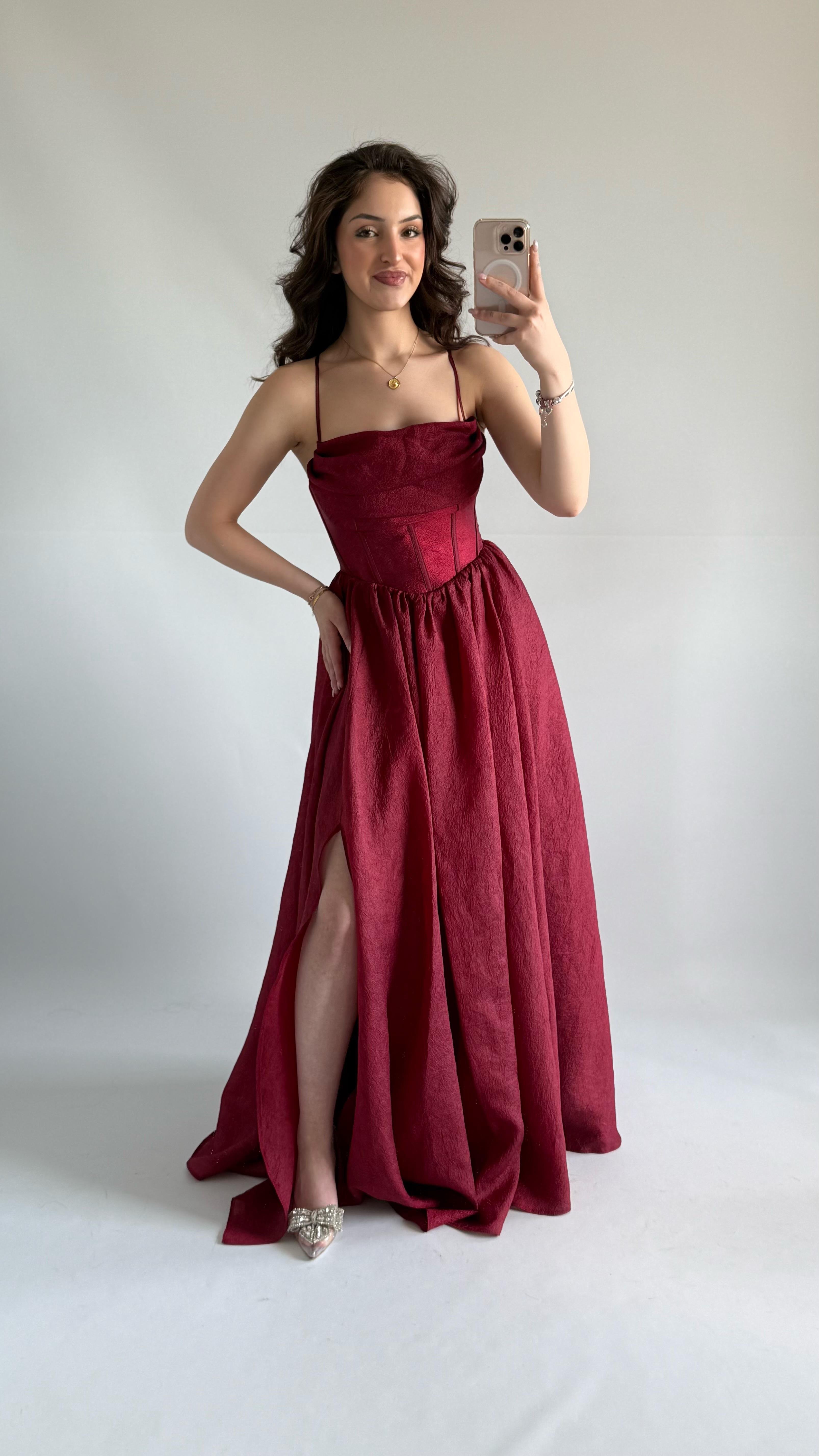 Daisy Korseli Abiye Bordo