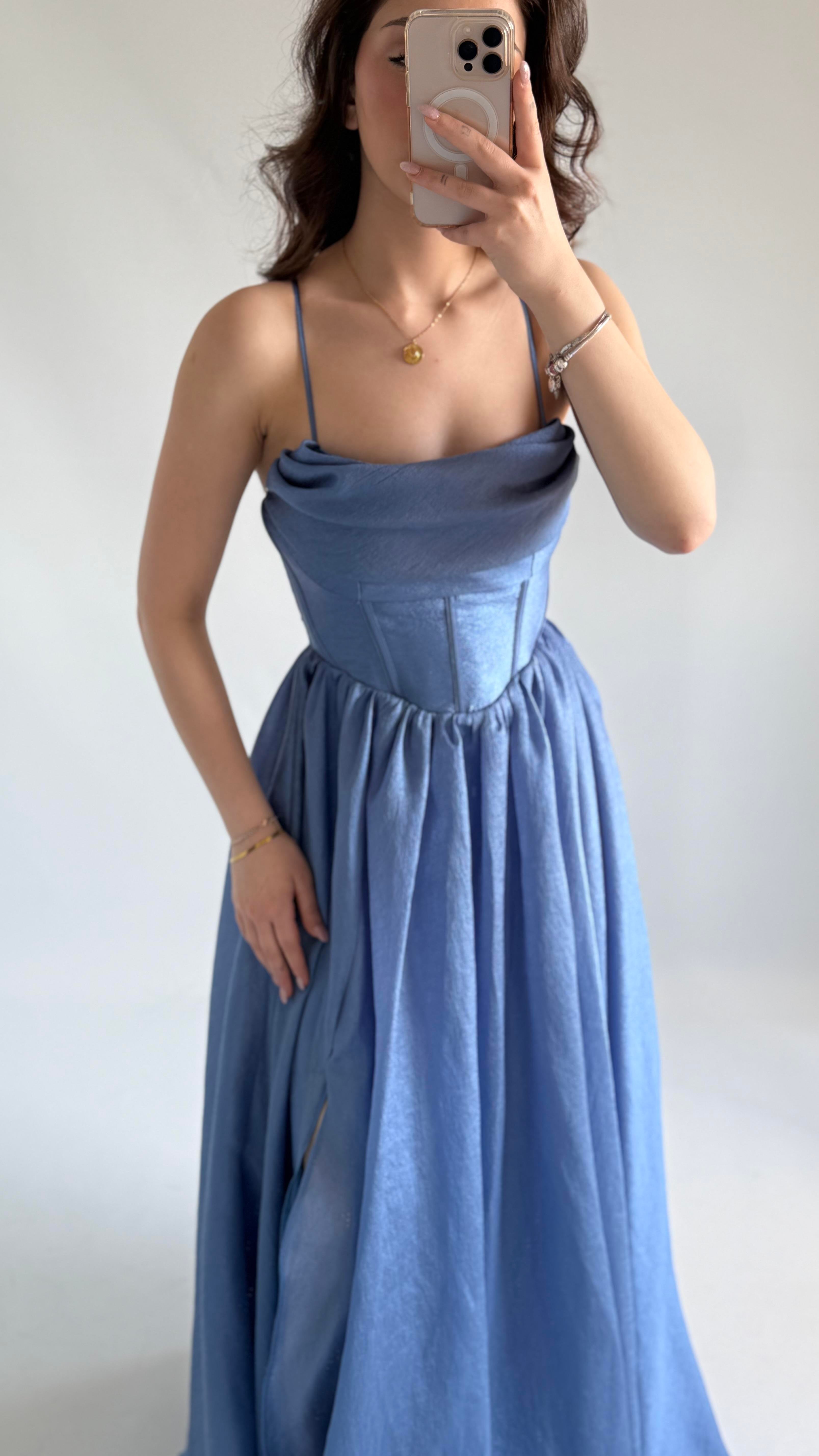 Daisy Korseli Abiye İndigo