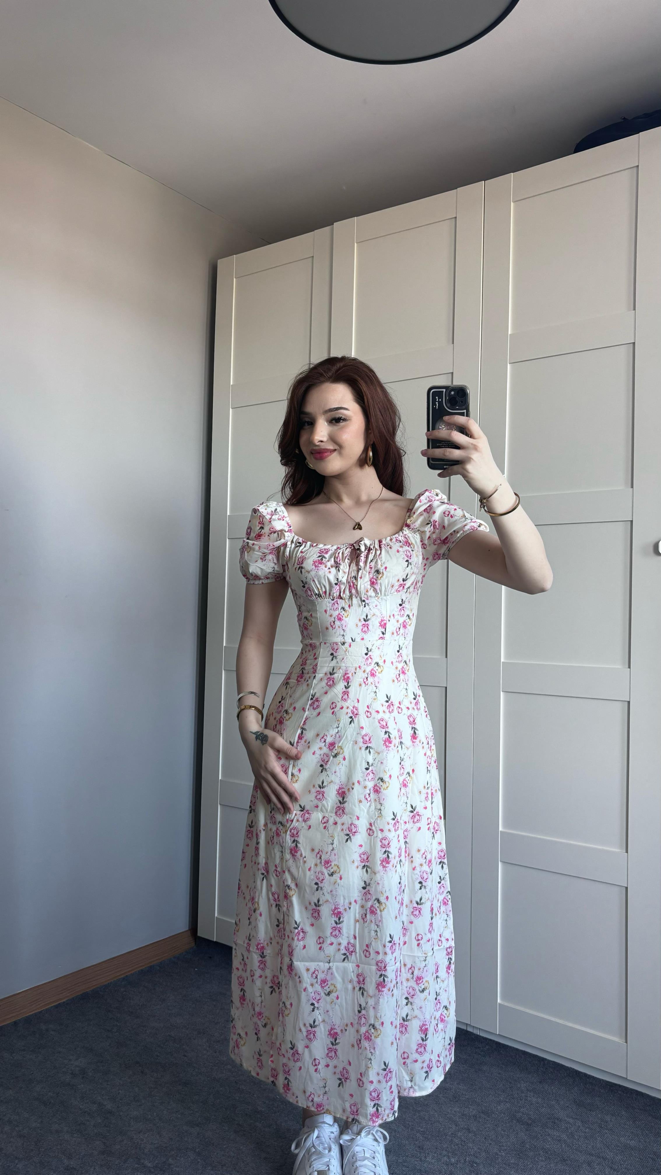 Daniella Çiçekli Pembe Elbise