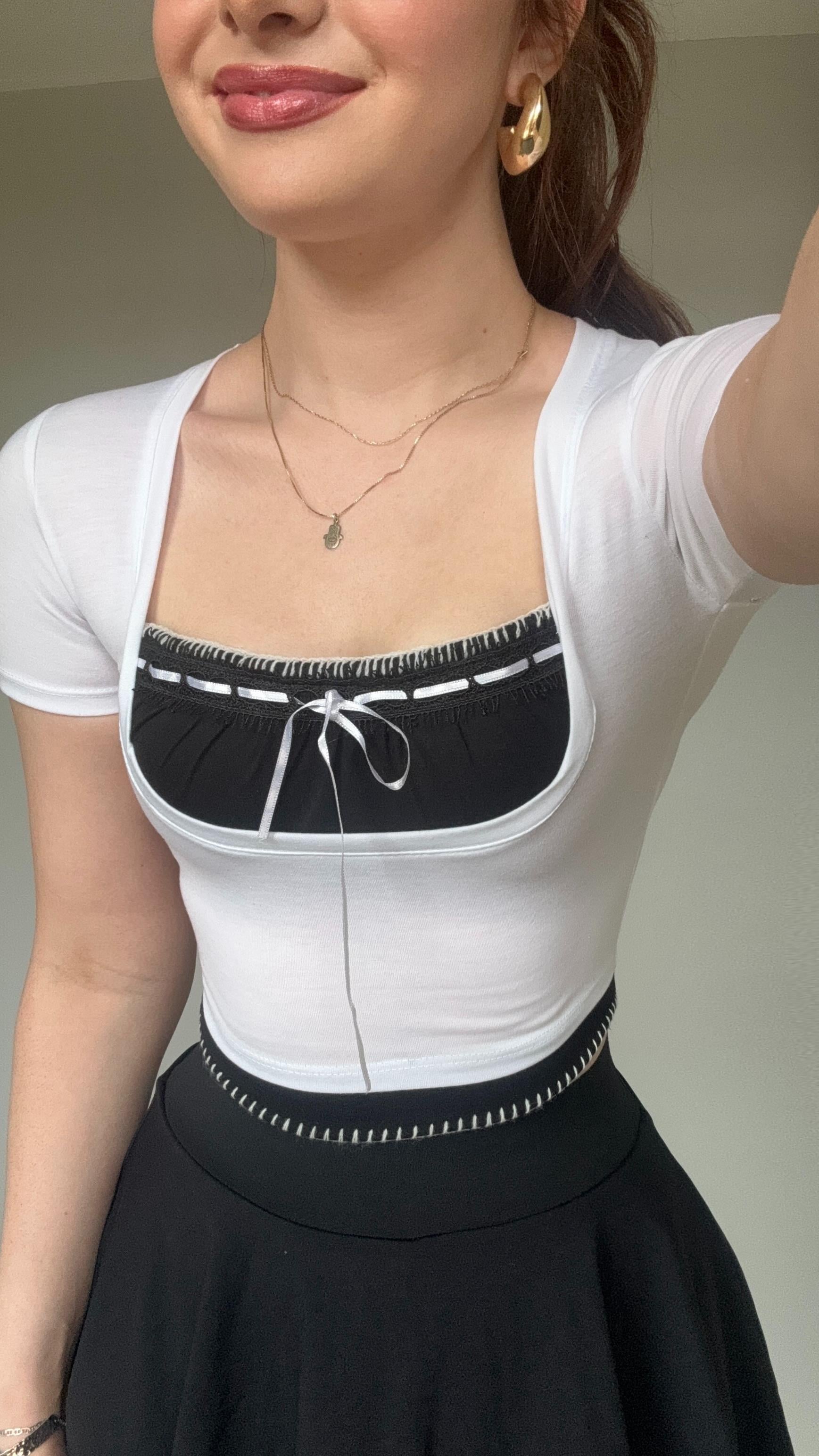 Dantel Patch Beyaz Crop 