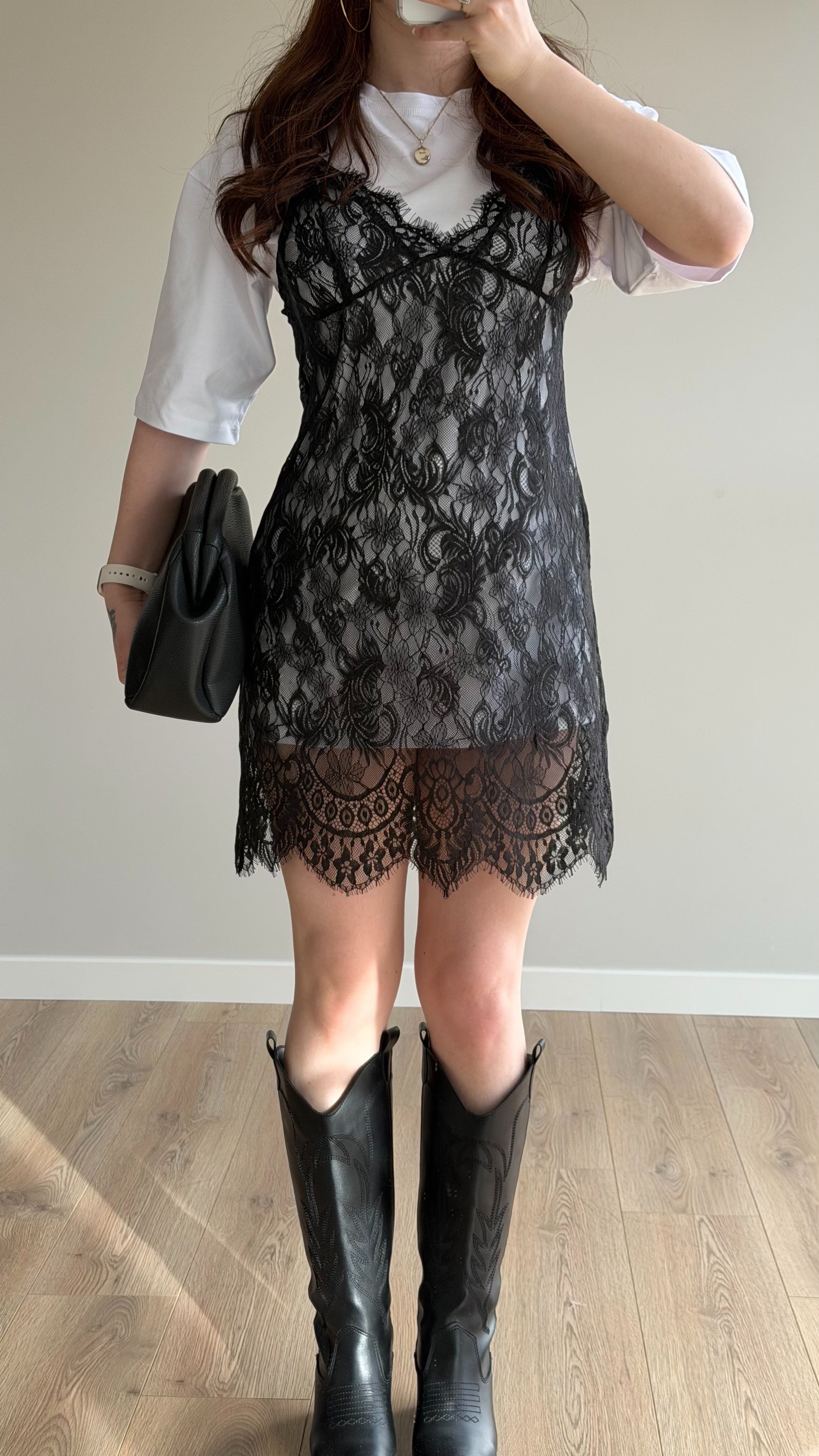 Dantelli Askılı Tişört Elbise 