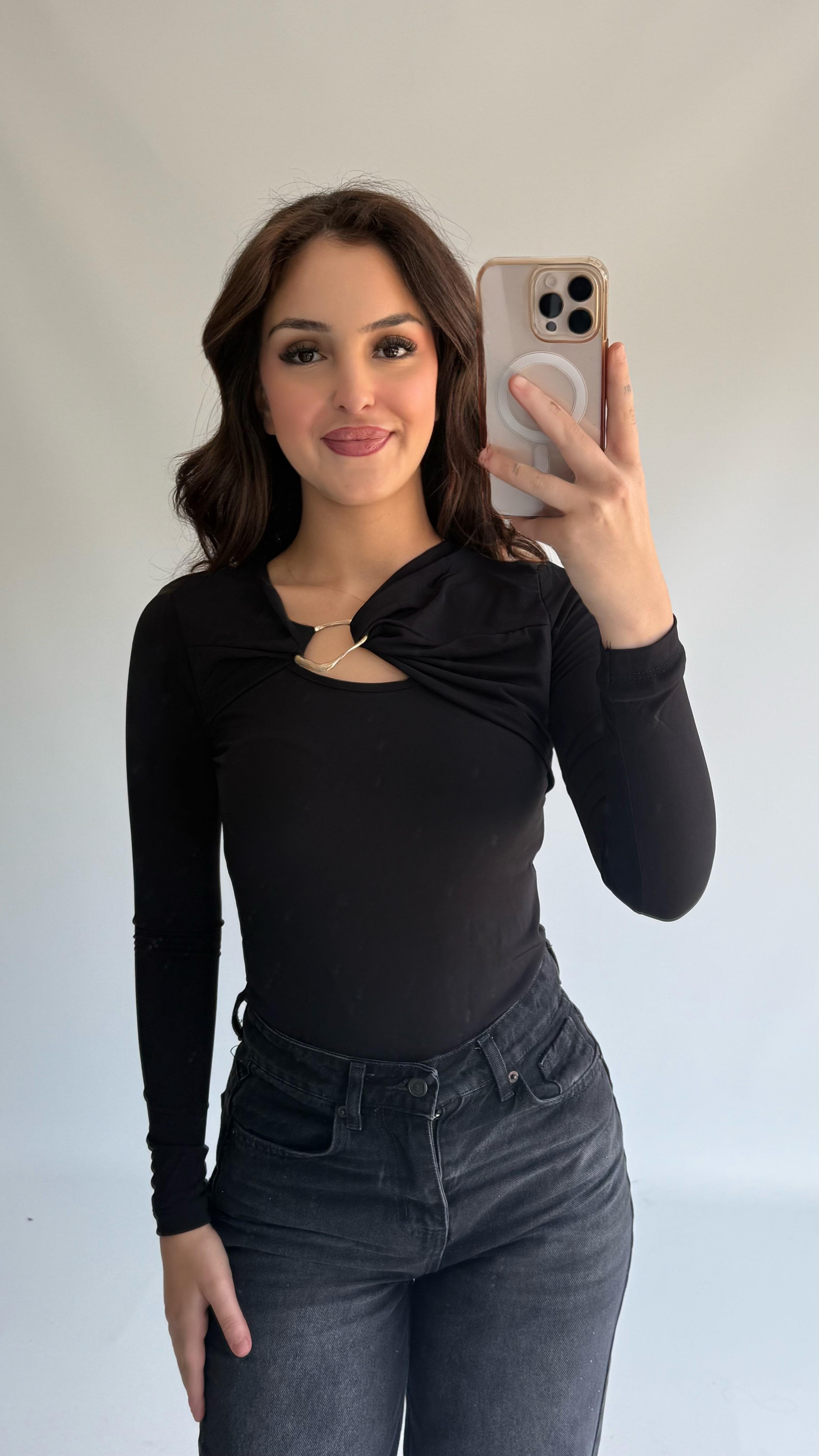 Deba Demir Detaylı Bluz Siyah