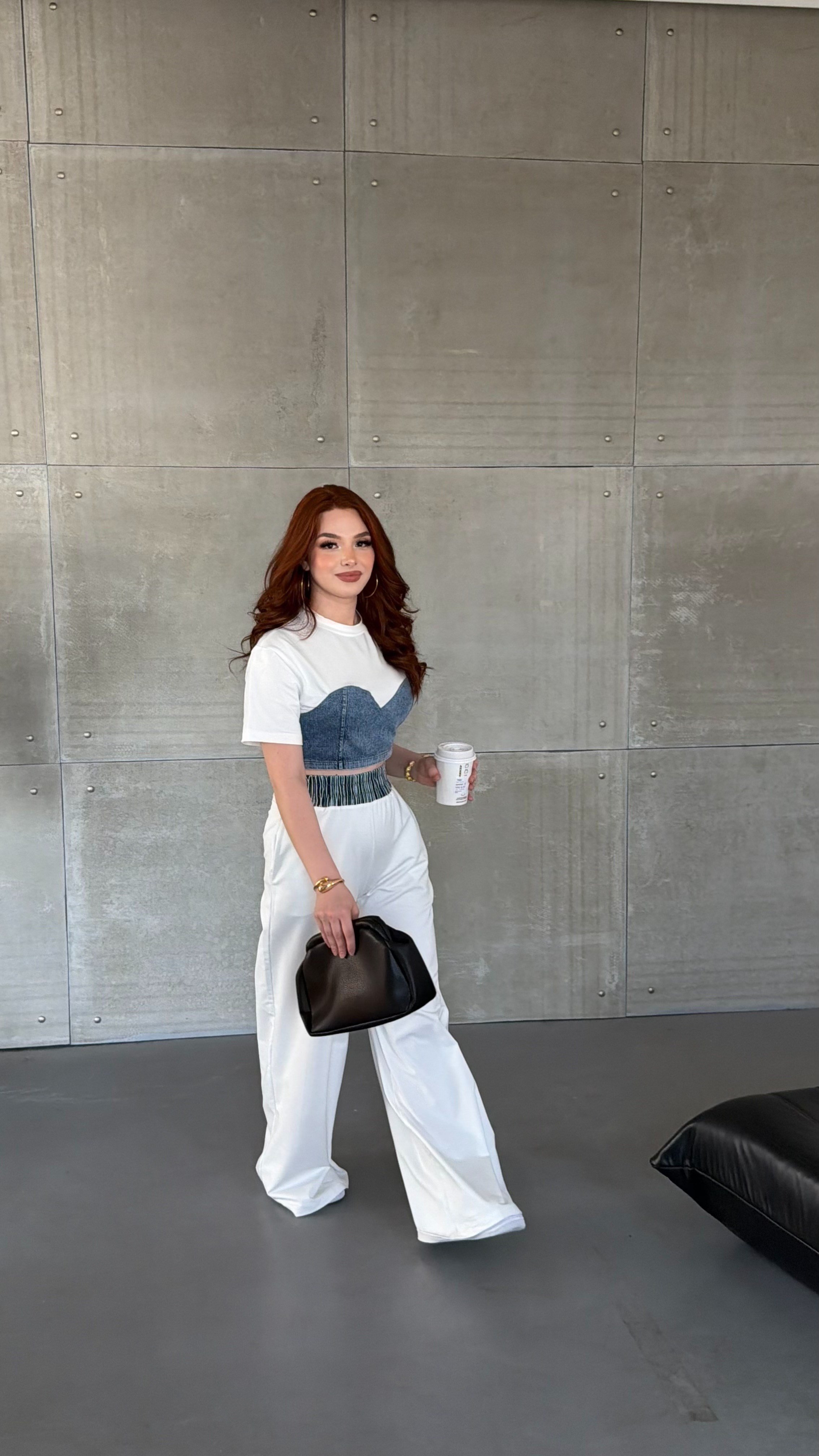 Denim Mix Takım Beyaz
