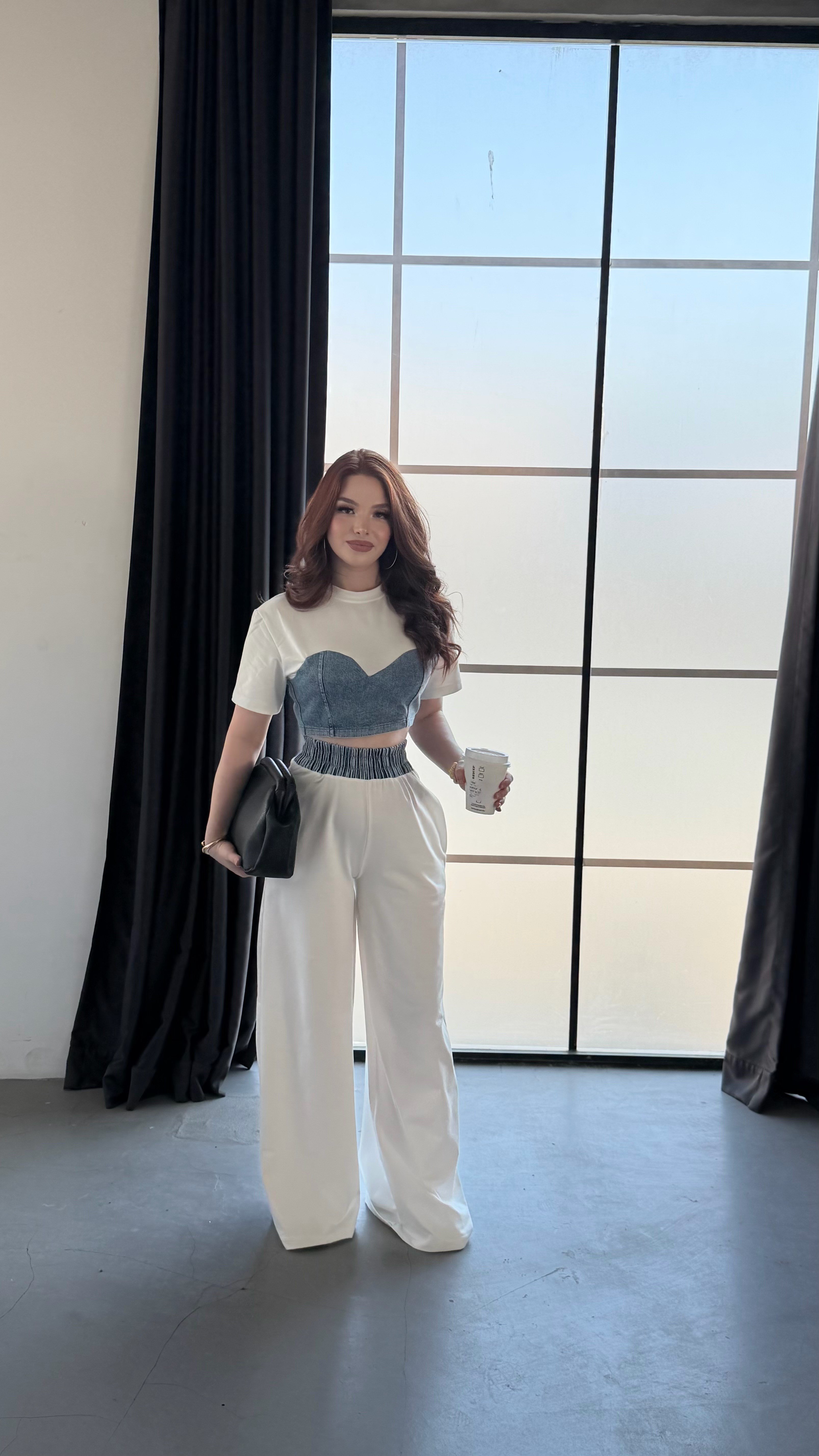 Denim Mix Takım Beyaz