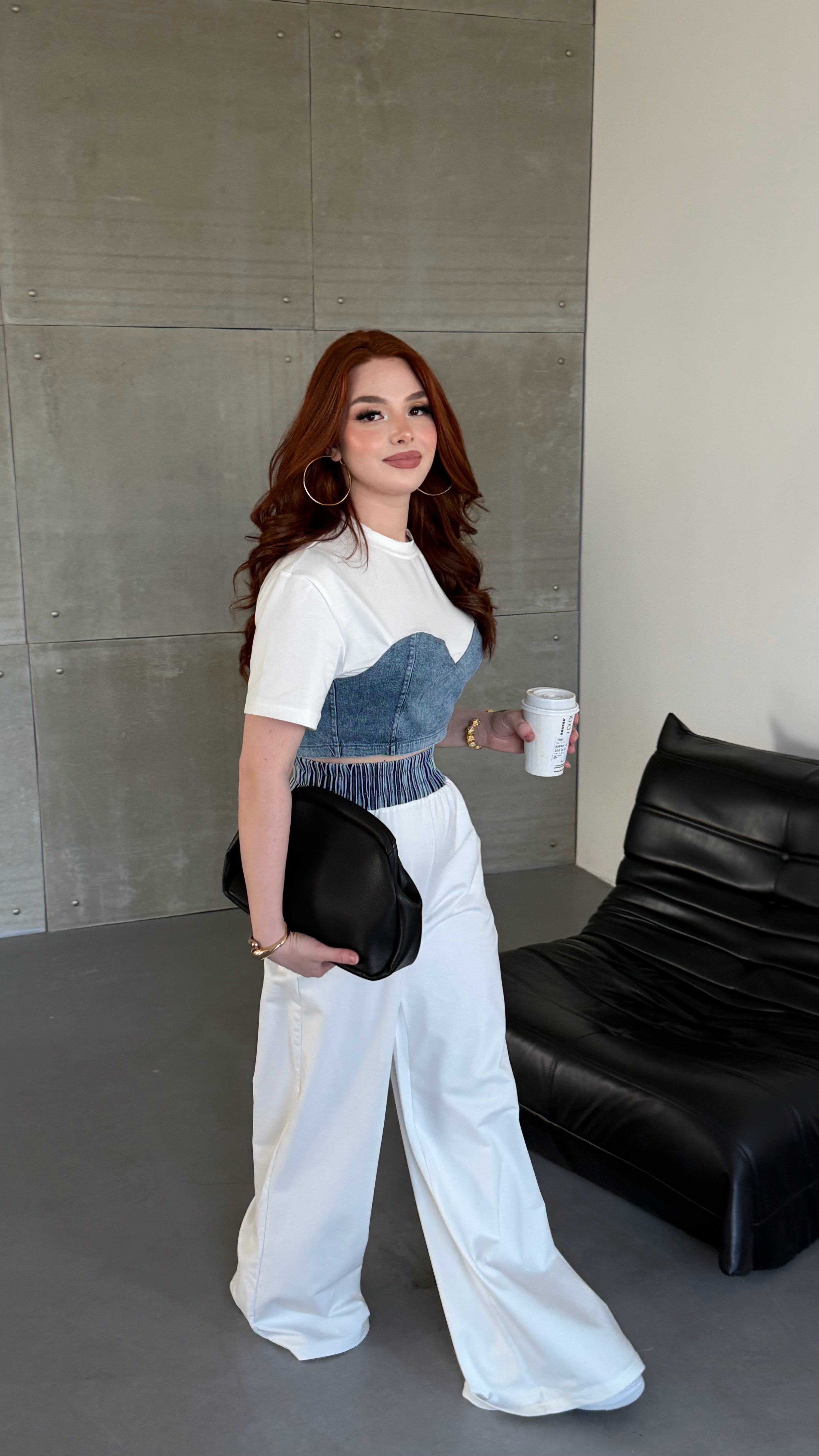 Denim Mix Takım Beyaz