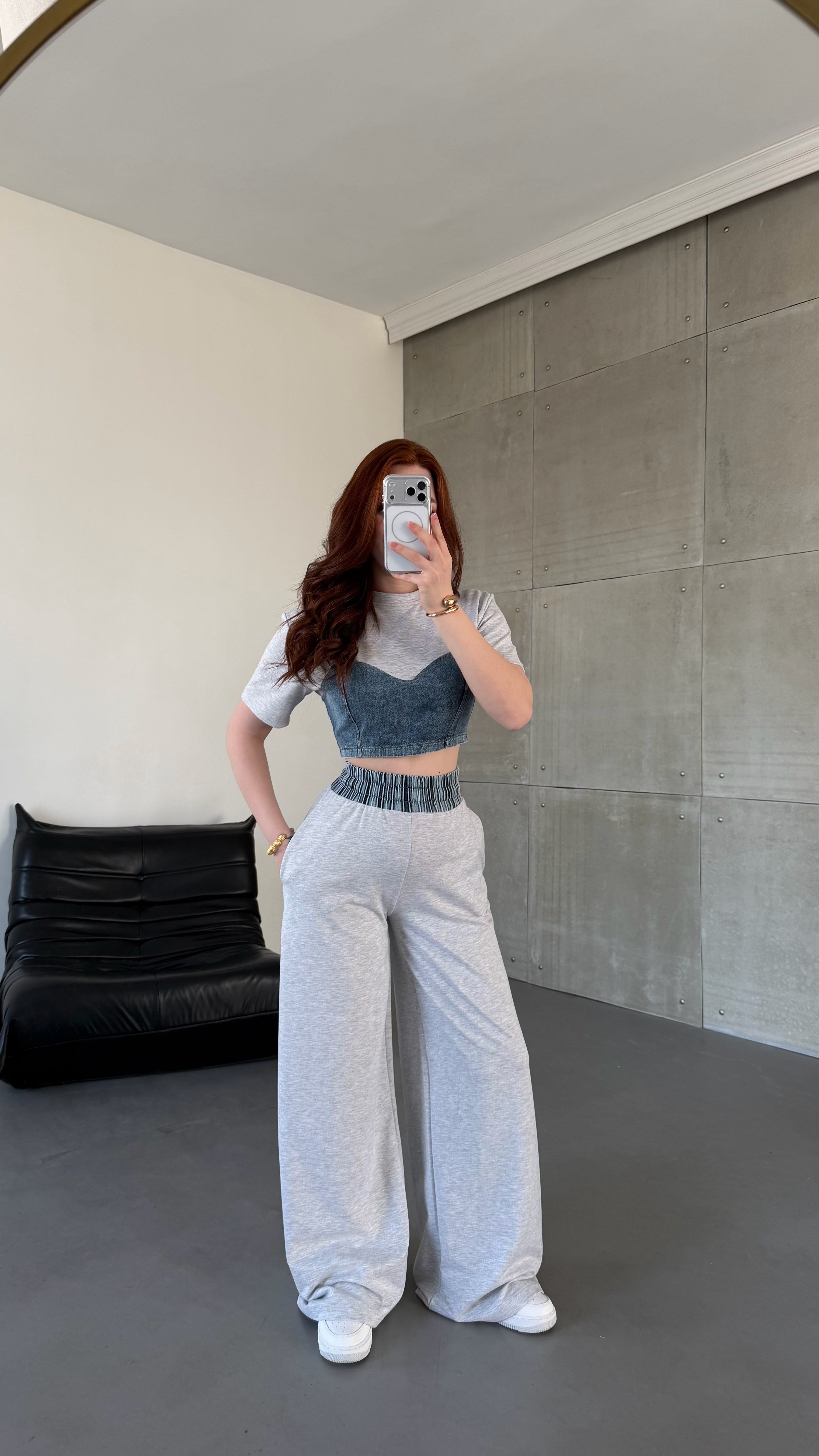 Denim Mix Takım  Gri