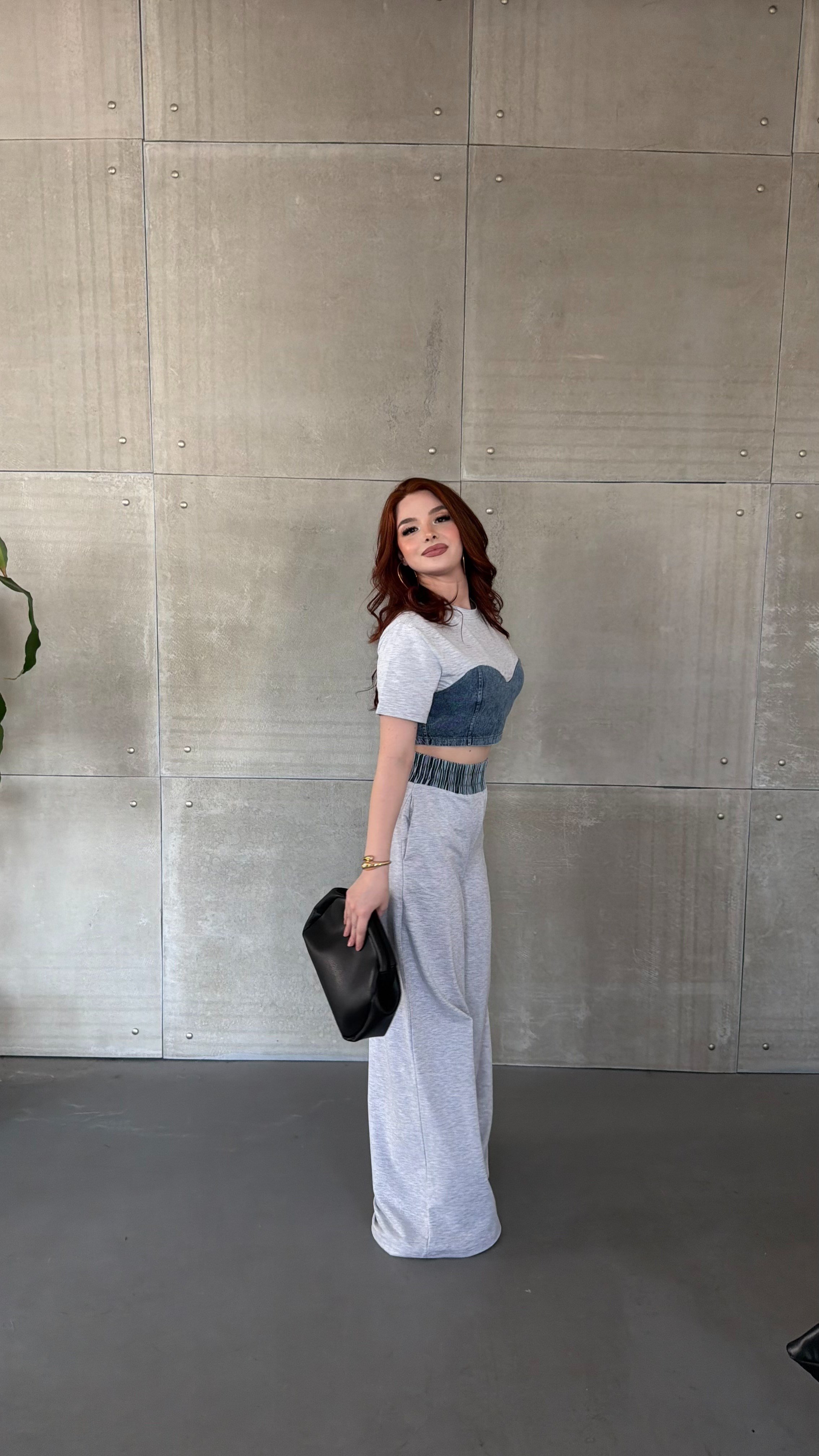 Denim Mix Takım  Gri