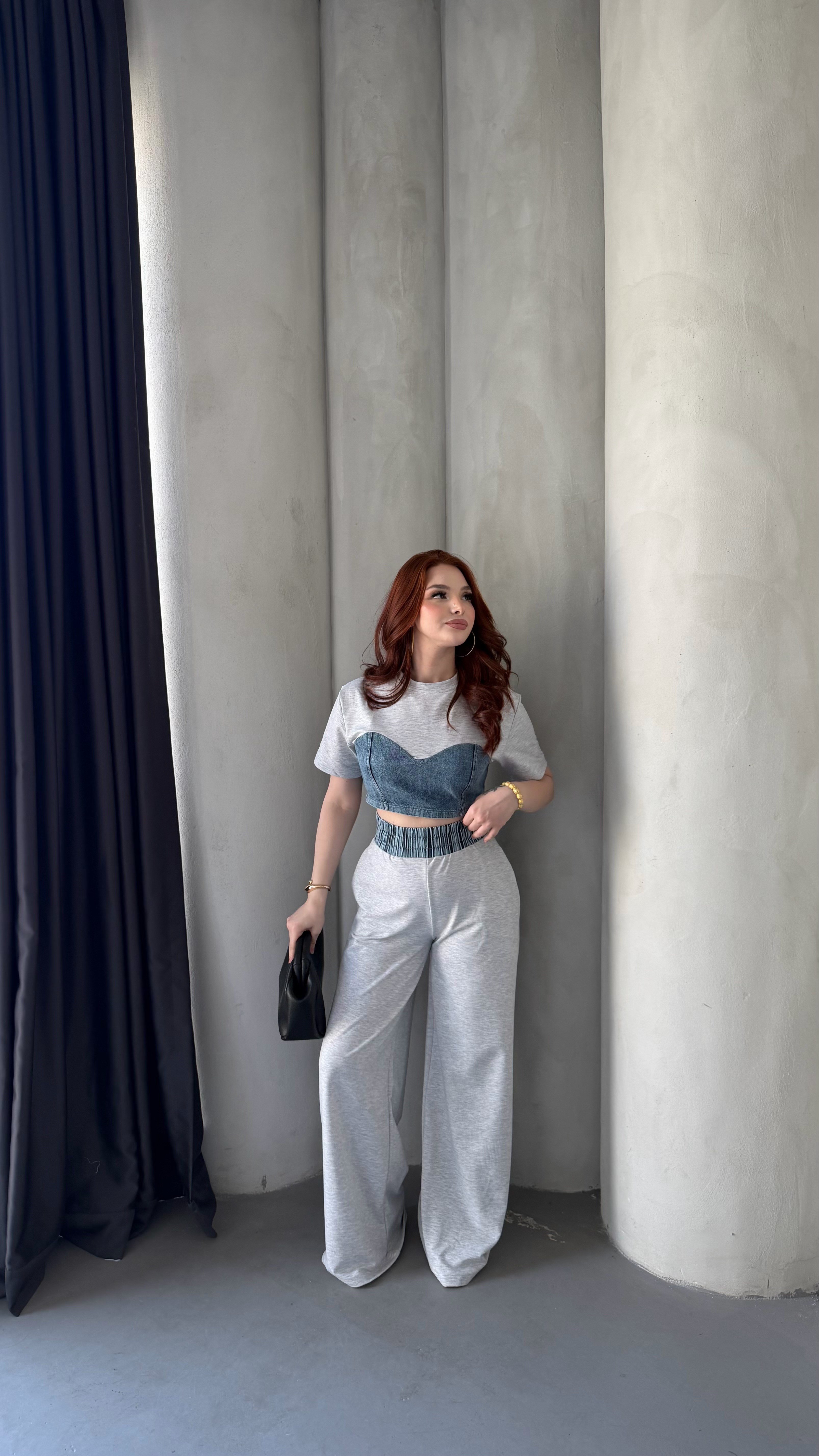 Denim Mix Takım  Gri