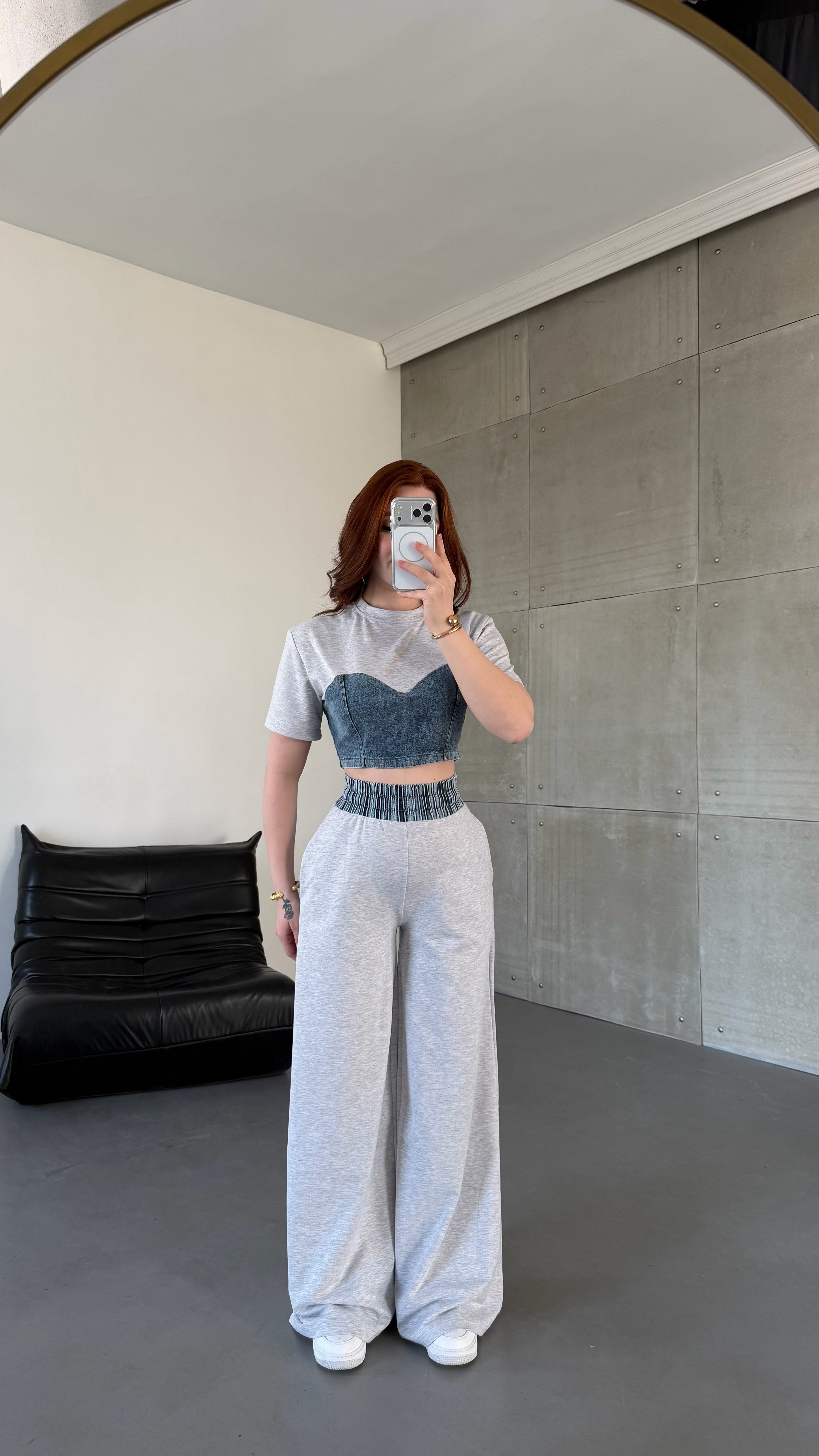 Denim Mix Takım  Gri