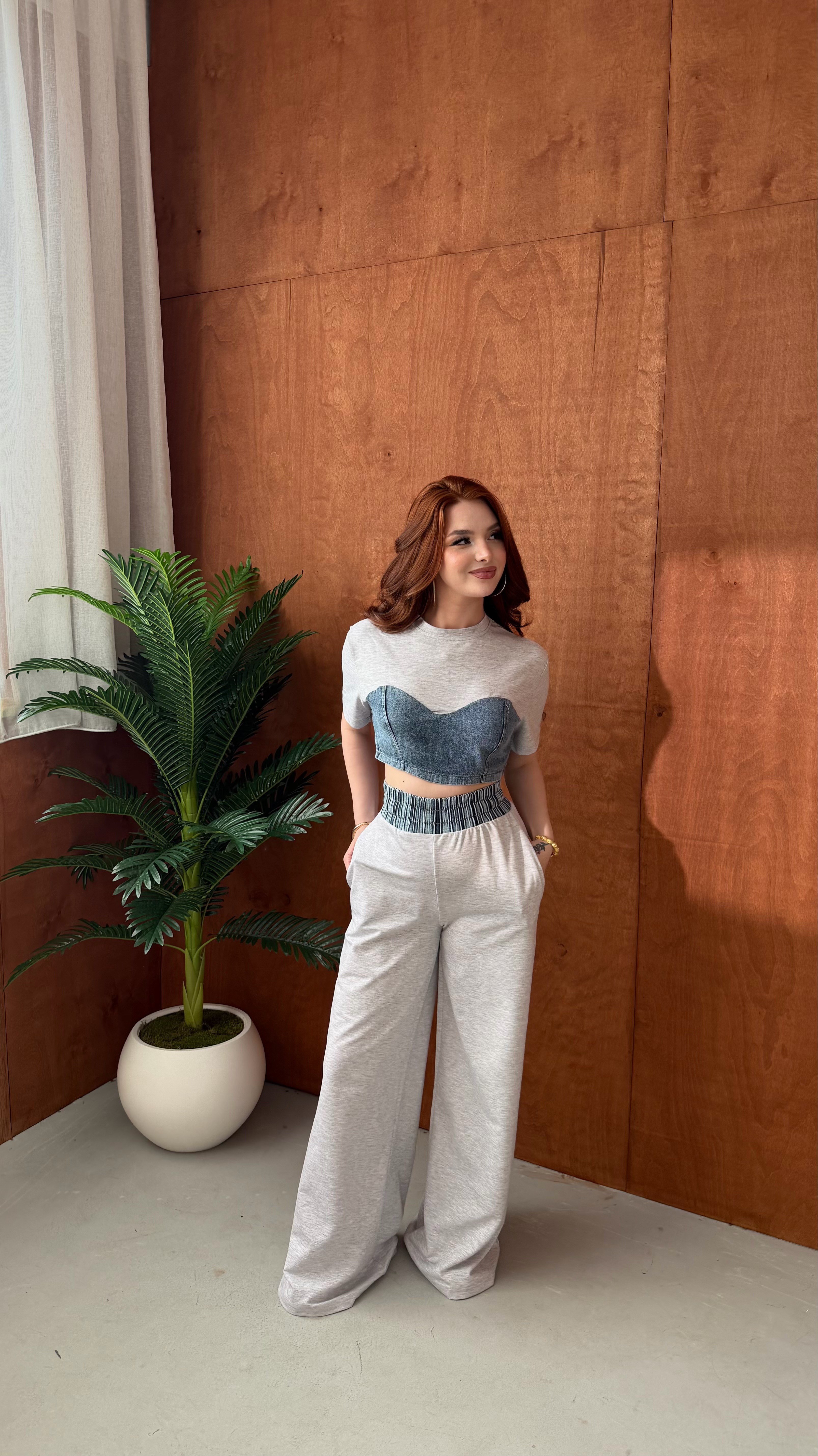 Denim Mix Takım  Gri