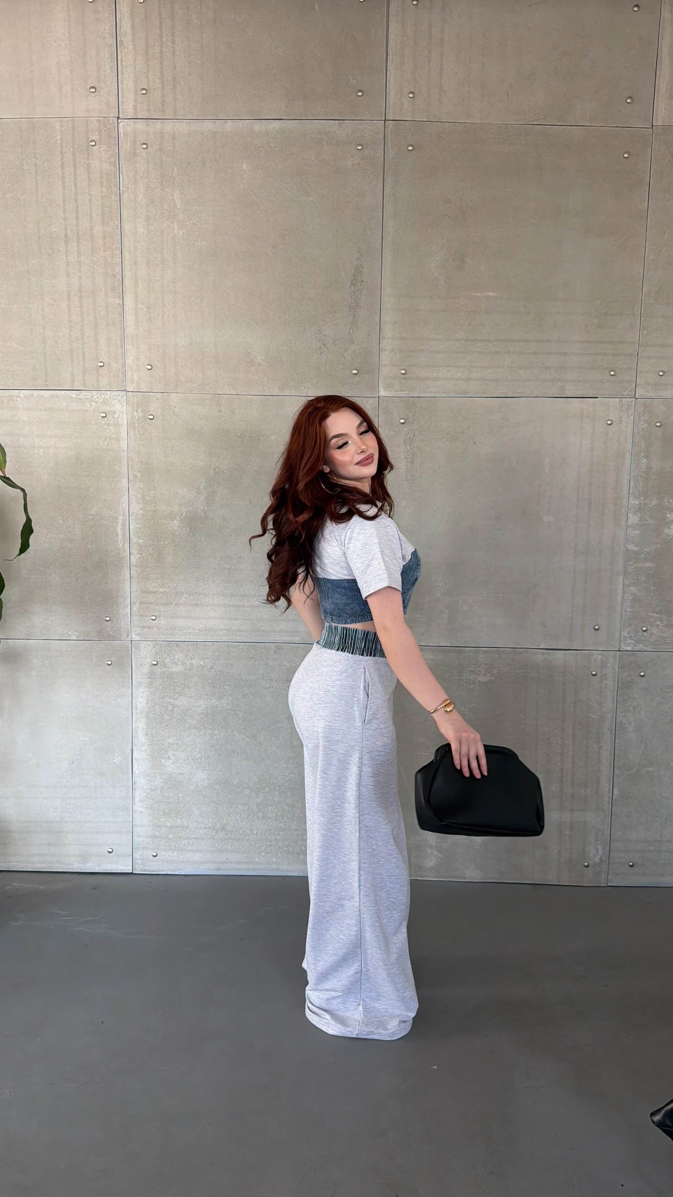 Denim Mix Takım  Gri