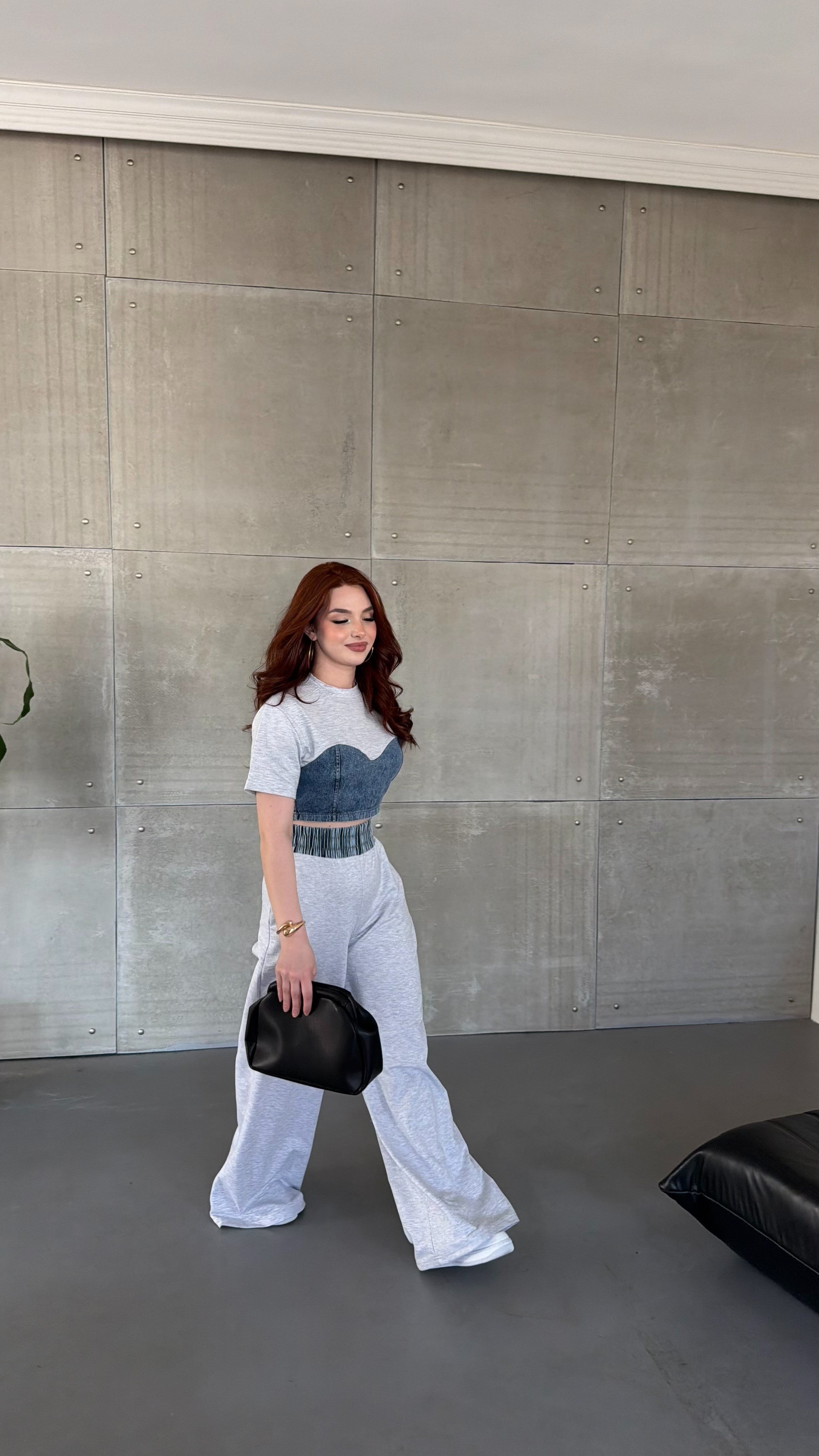 Denim Mix Takım  Gri