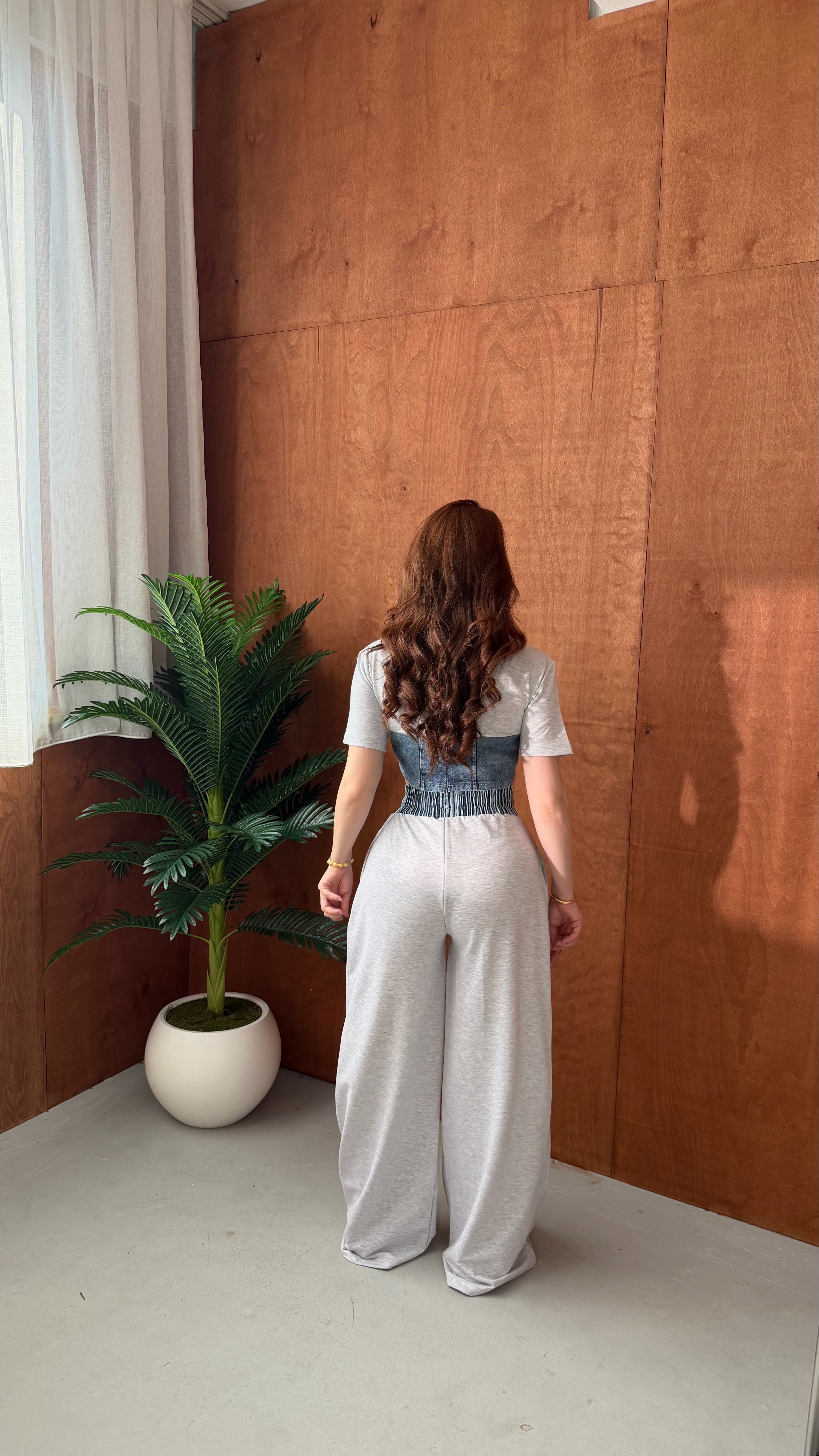 Denim Mix Takım  Gri