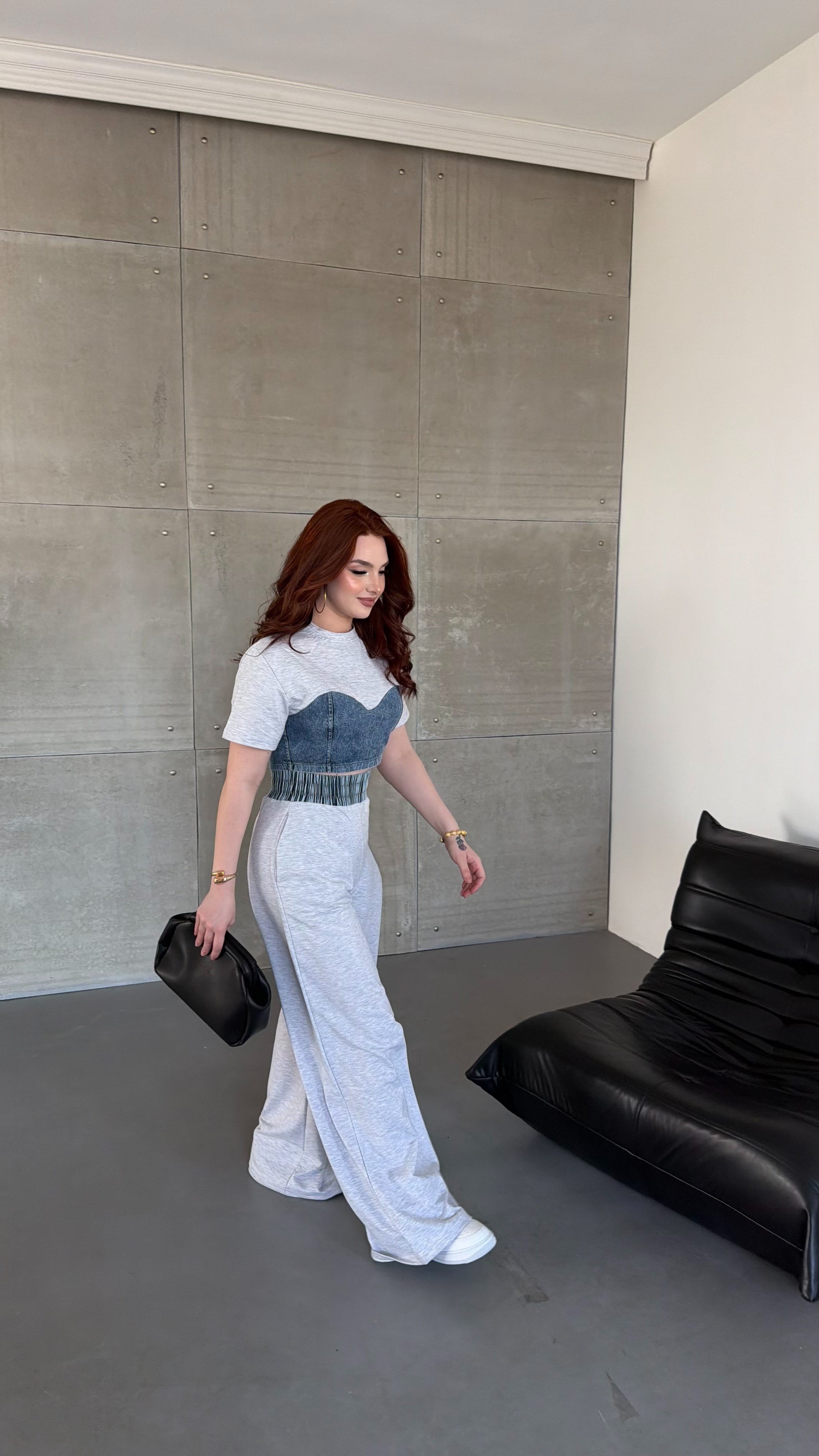 Denim Mix Takım  Gri