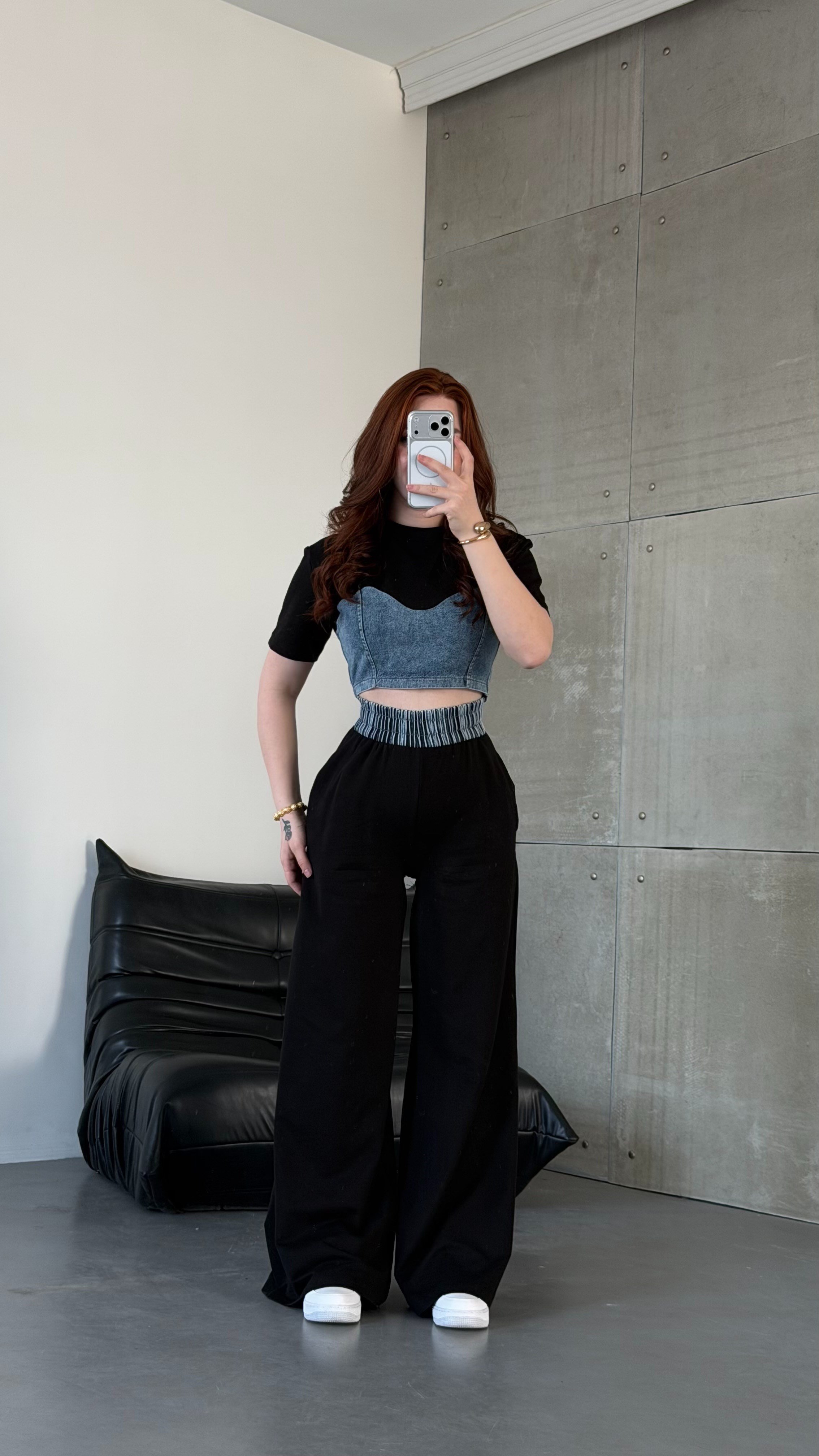 Denim Mix Takım Syah