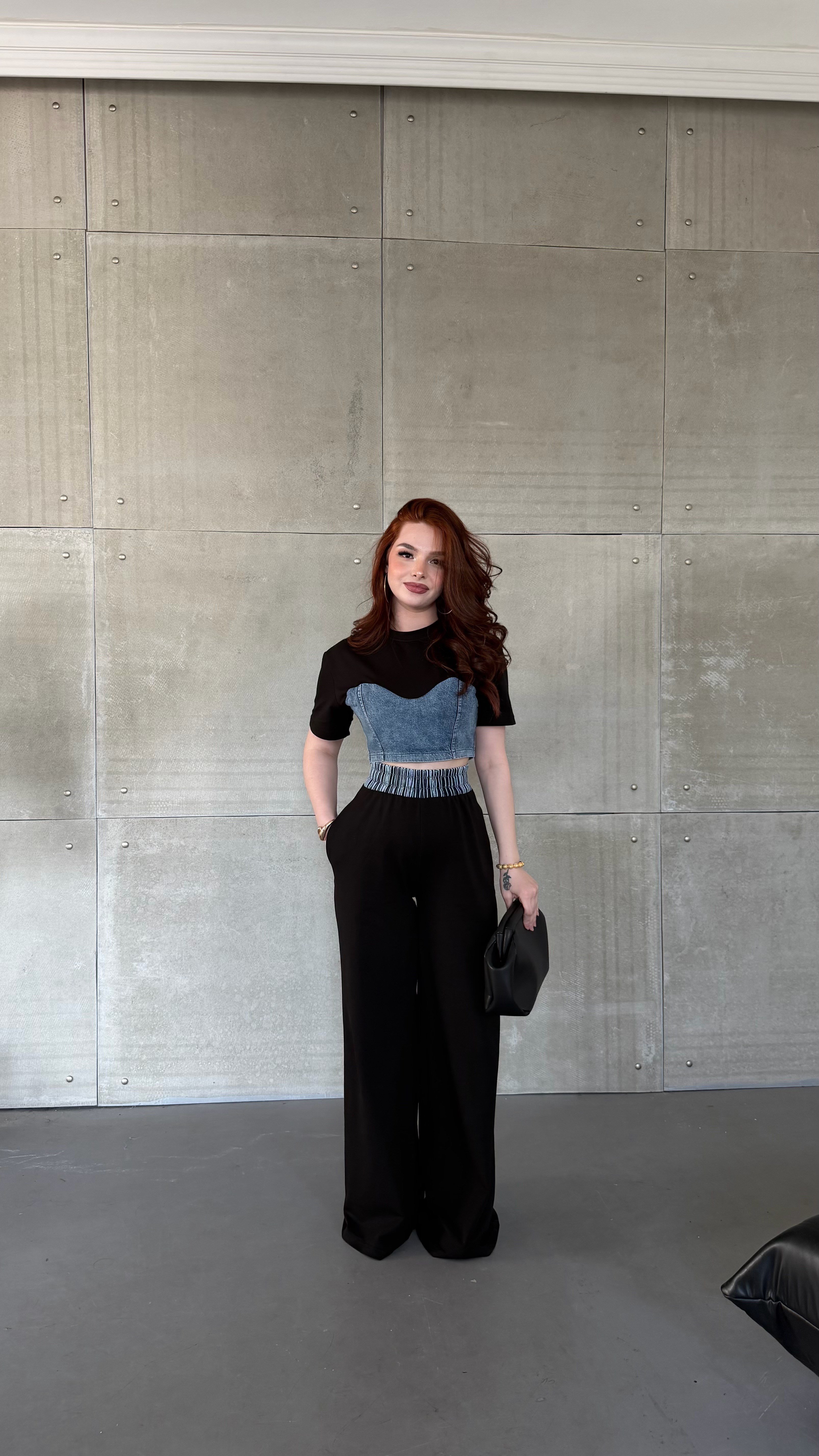 Denim Mix Takım Syah
