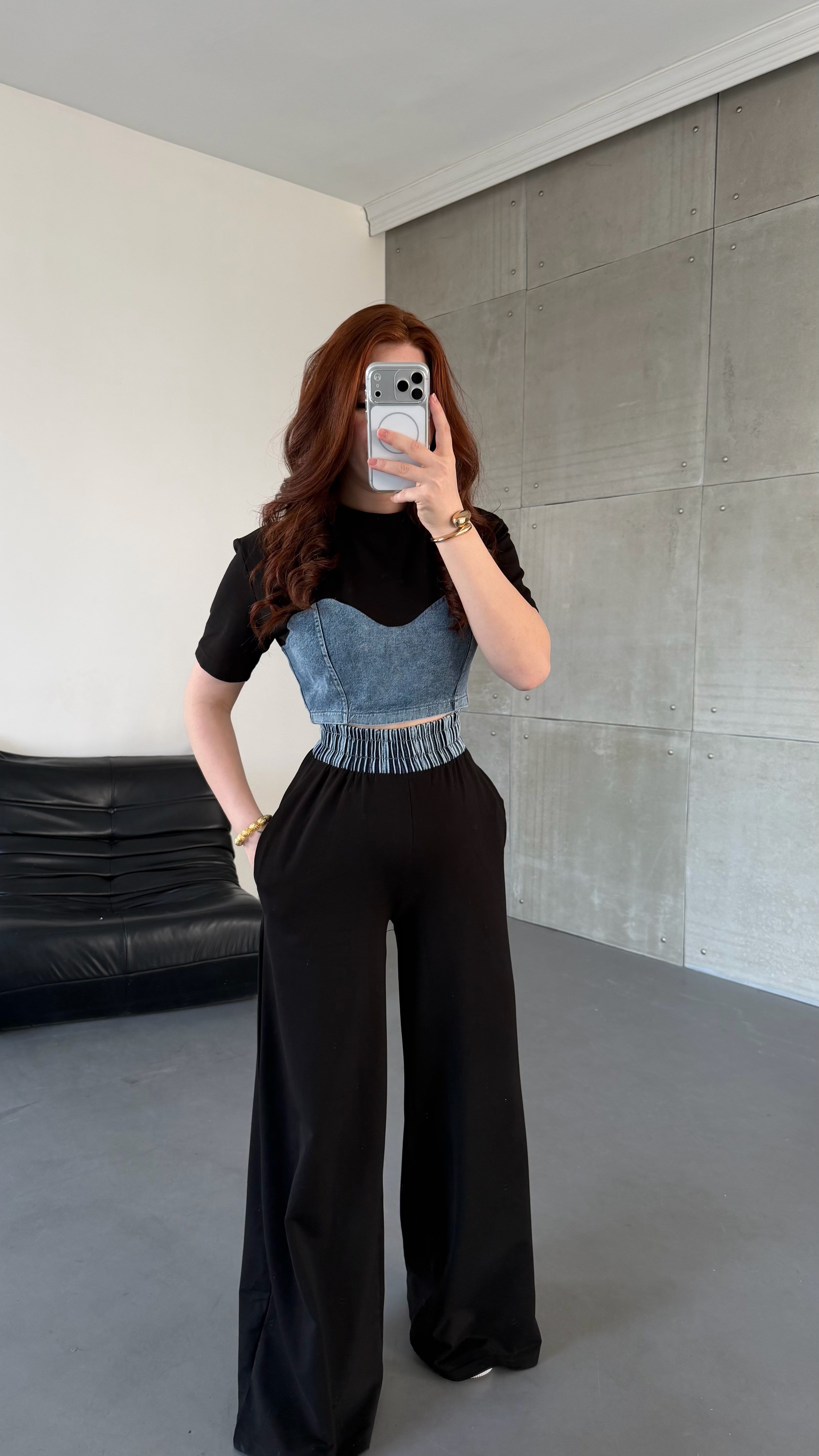 Denim Mix Takım Syah