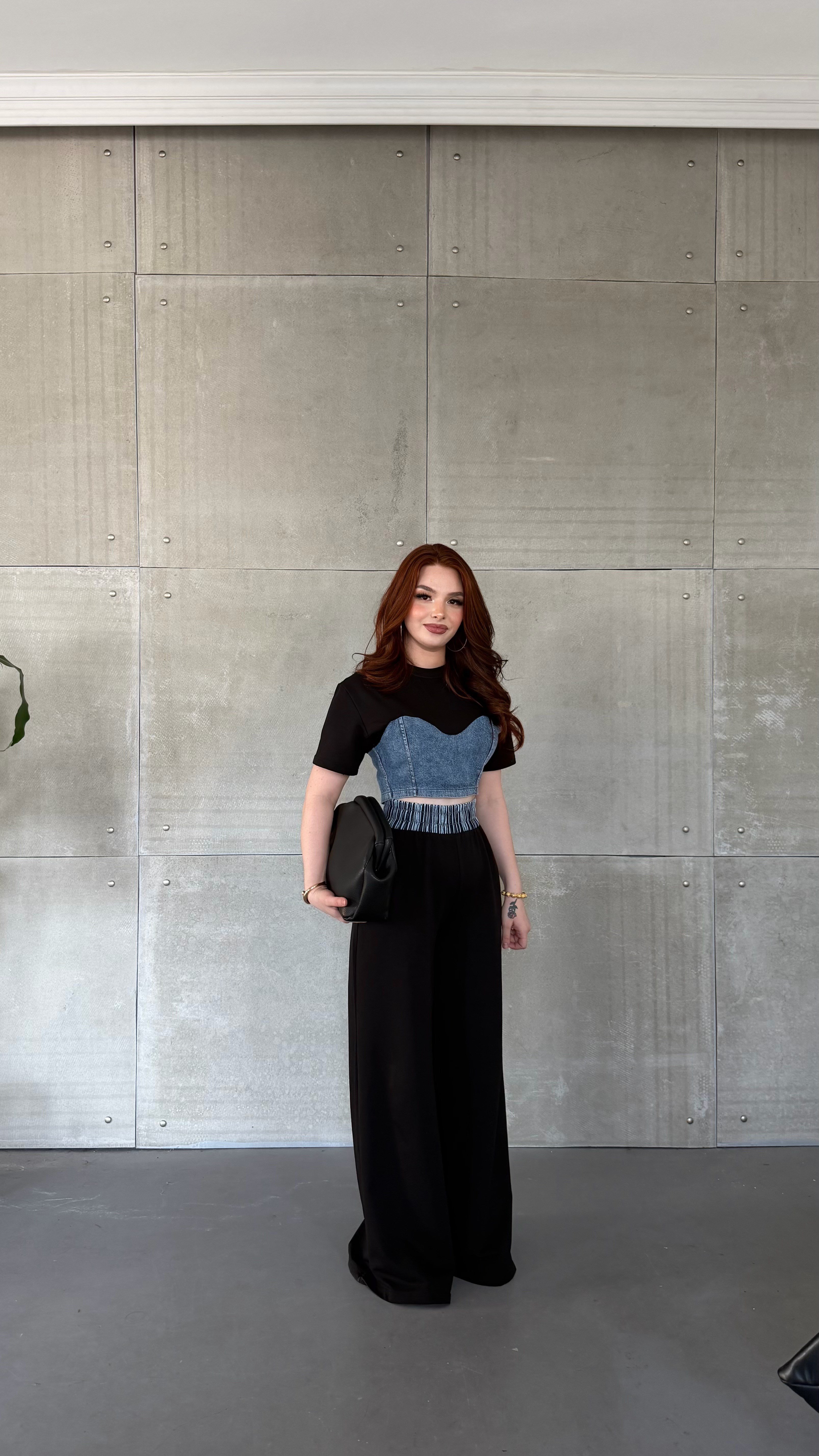 Denim Mix Takım Syah