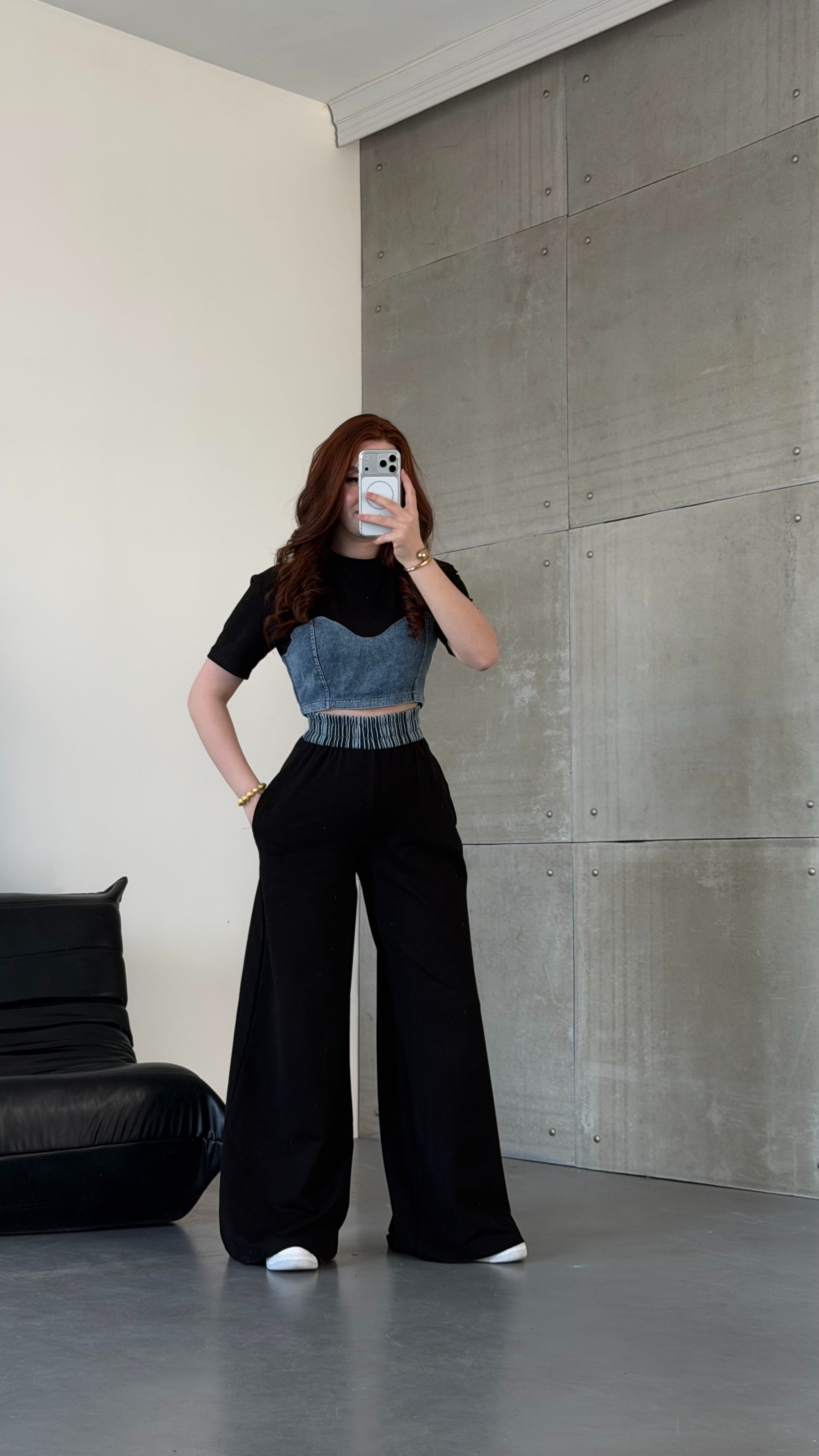 Denim Mix Takım Syah