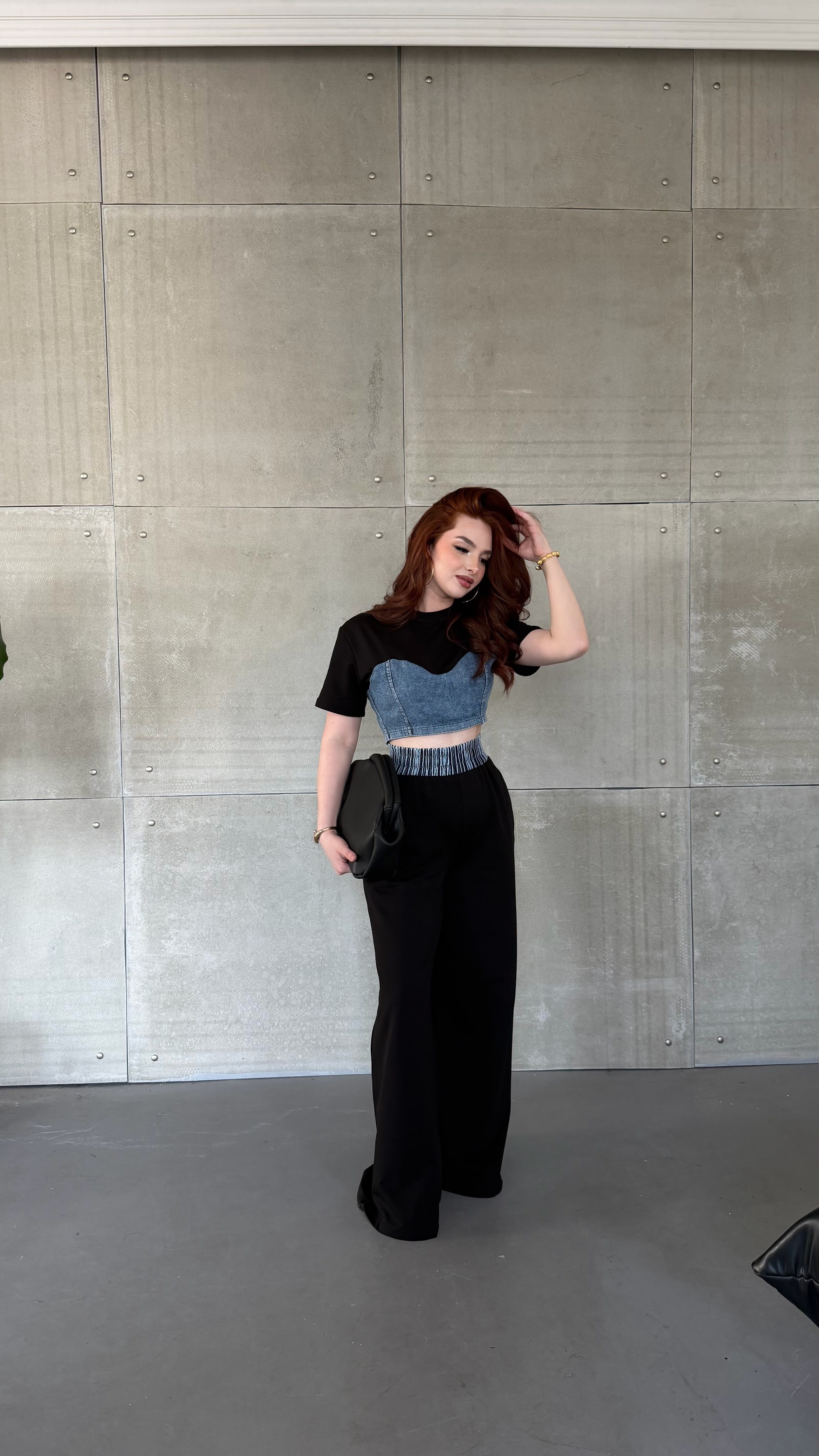 Denim Mix Takım Syah