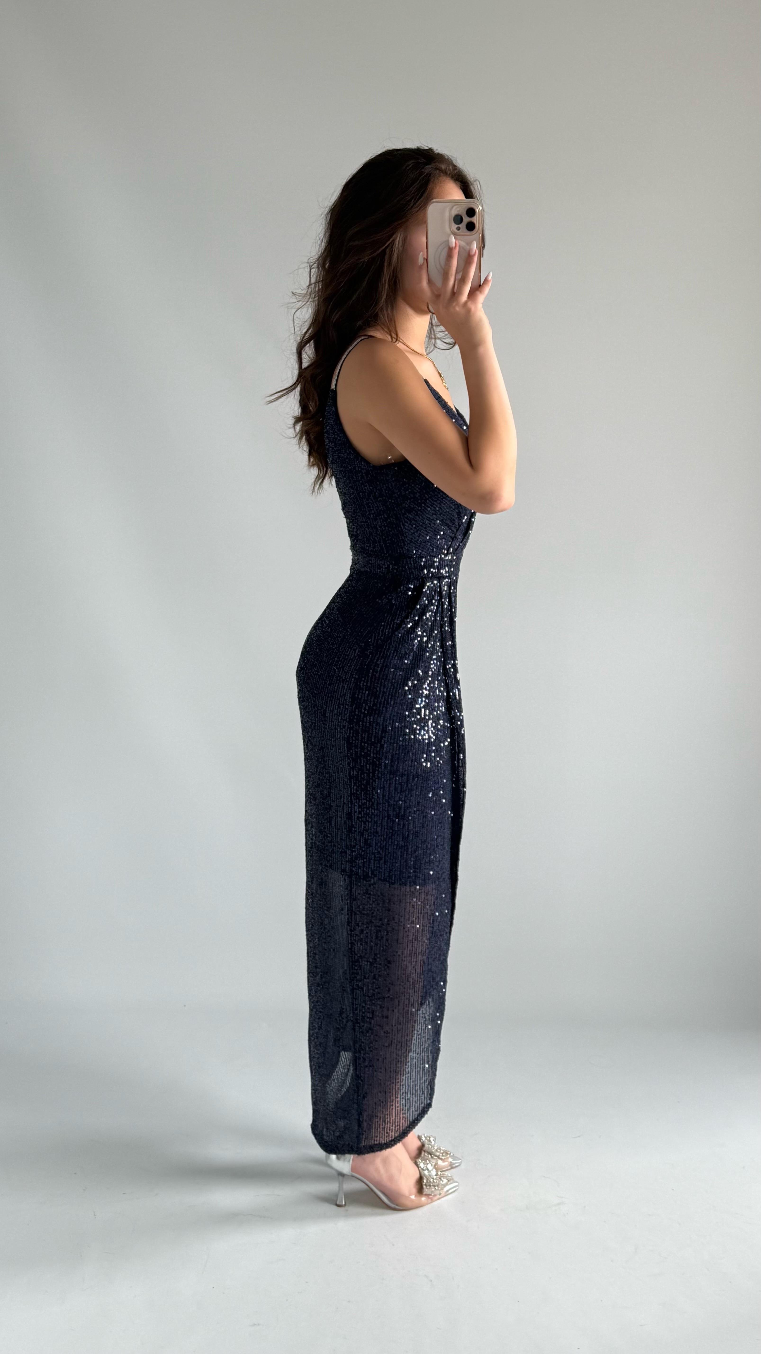 Dilber Pullu Abiye Lacivert