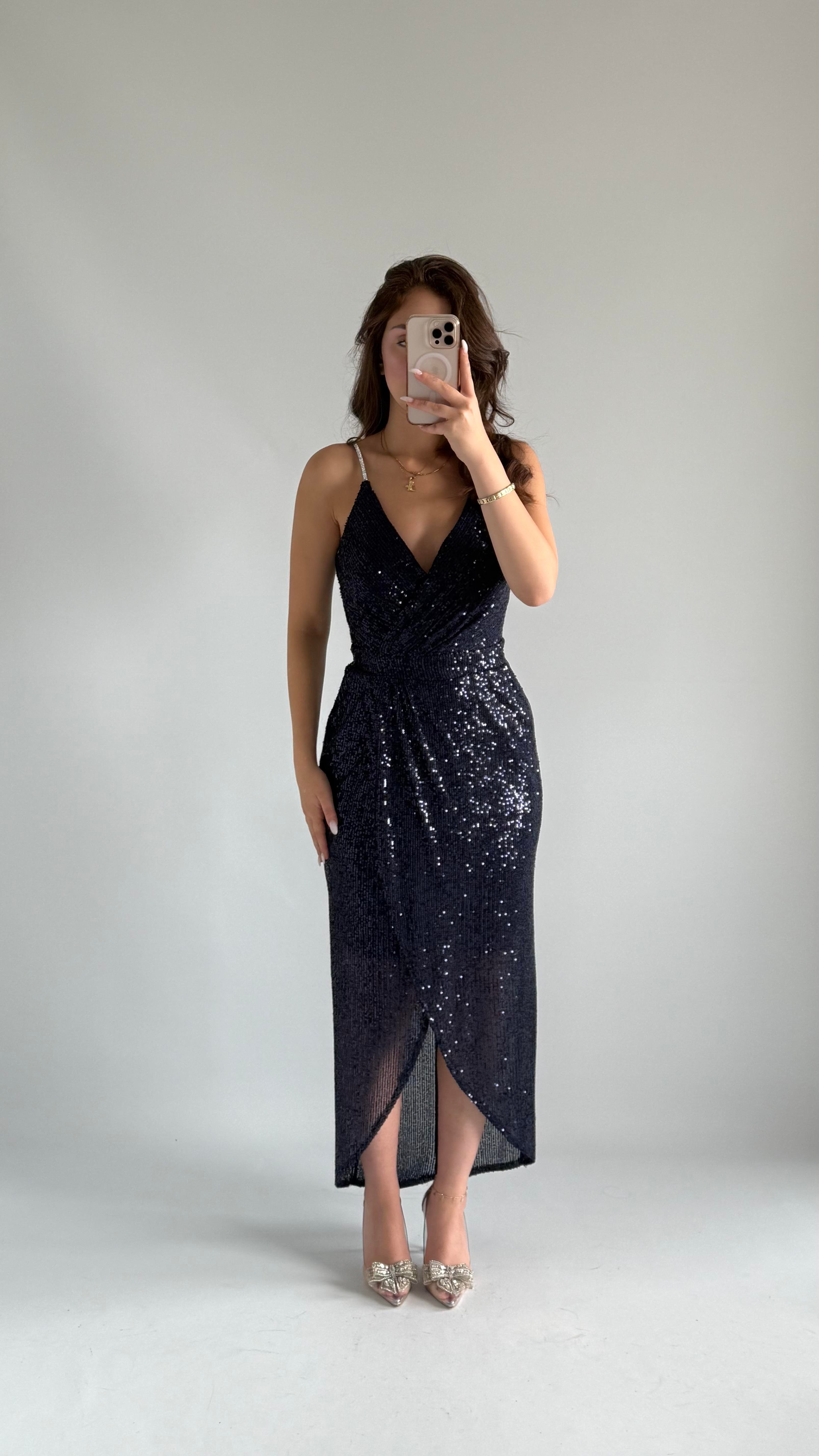 Dilber Pullu Abiye Lacivert