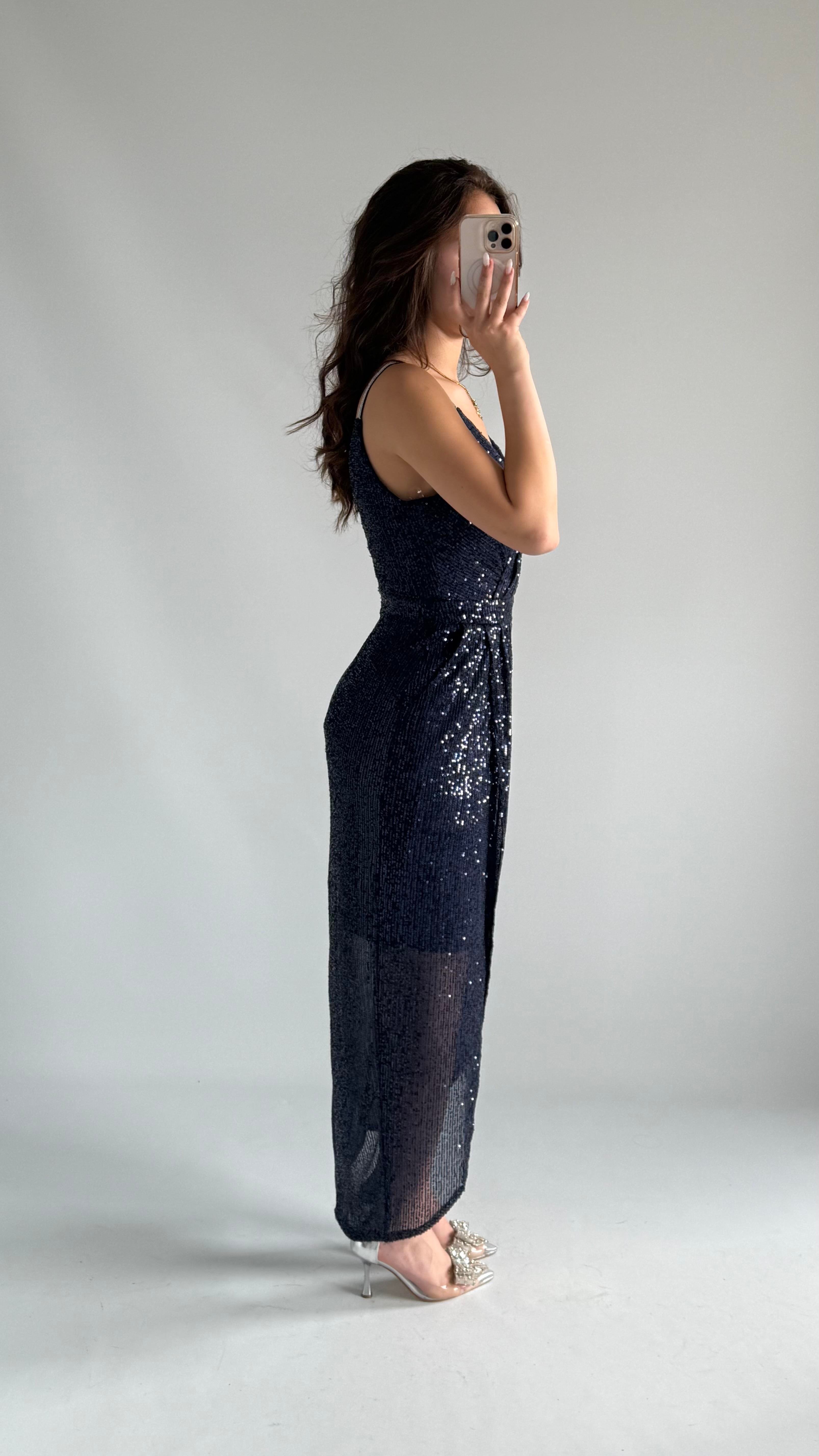 Dilber Pullu Abiye Lacivert