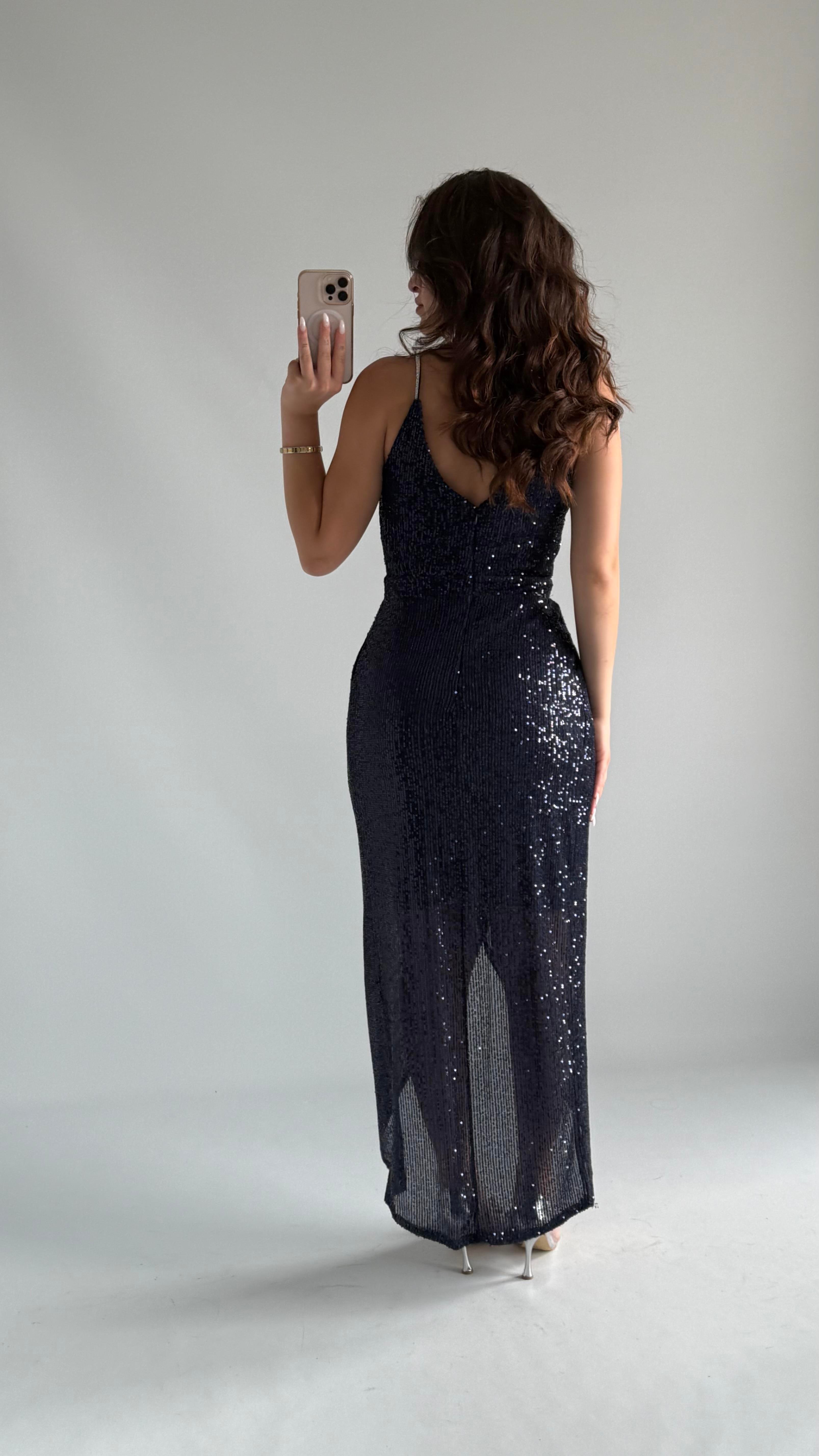 Dilber Pullu Abiye Lacivert