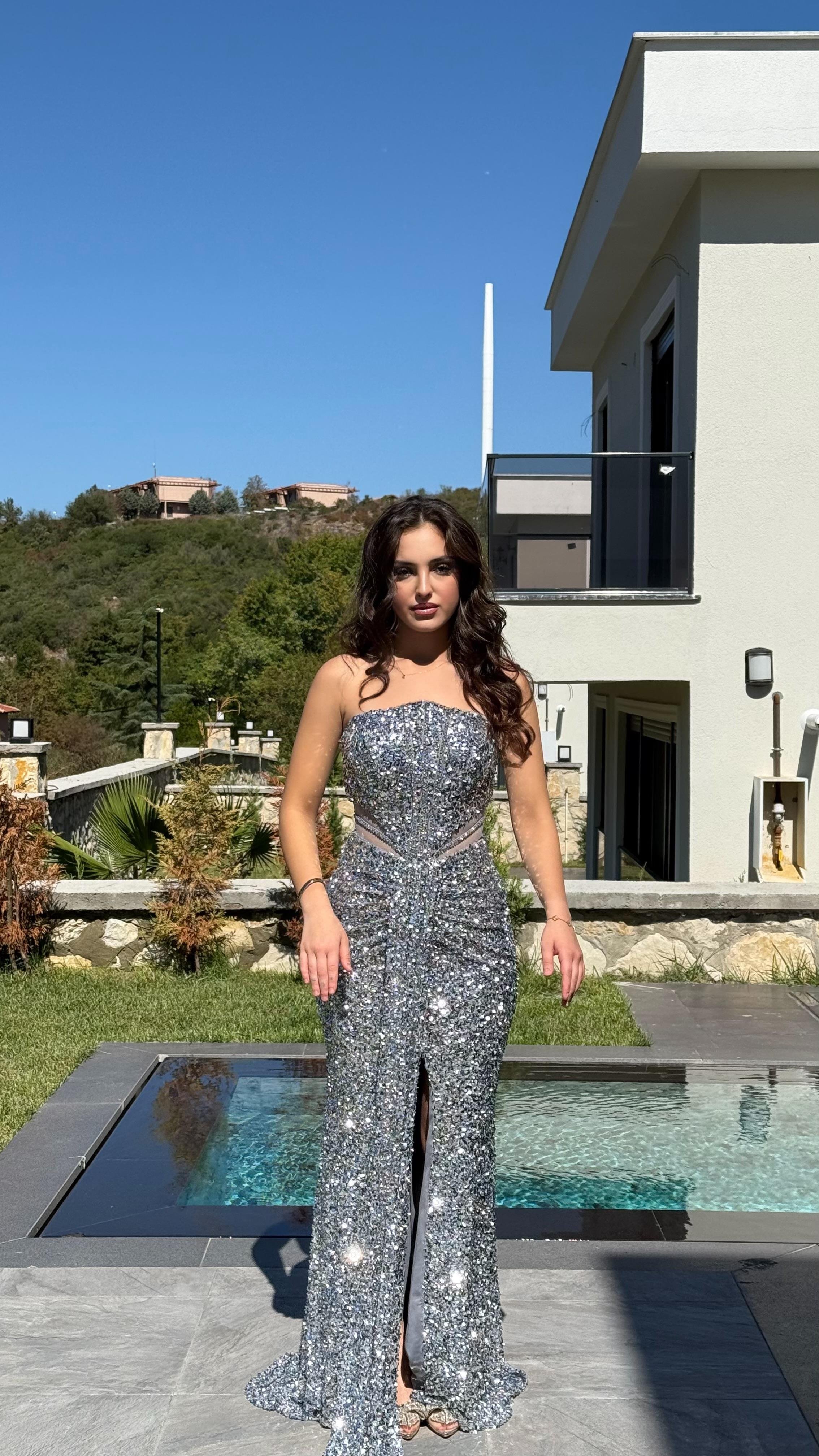 Diva Pul Payet Abiye Gümüş