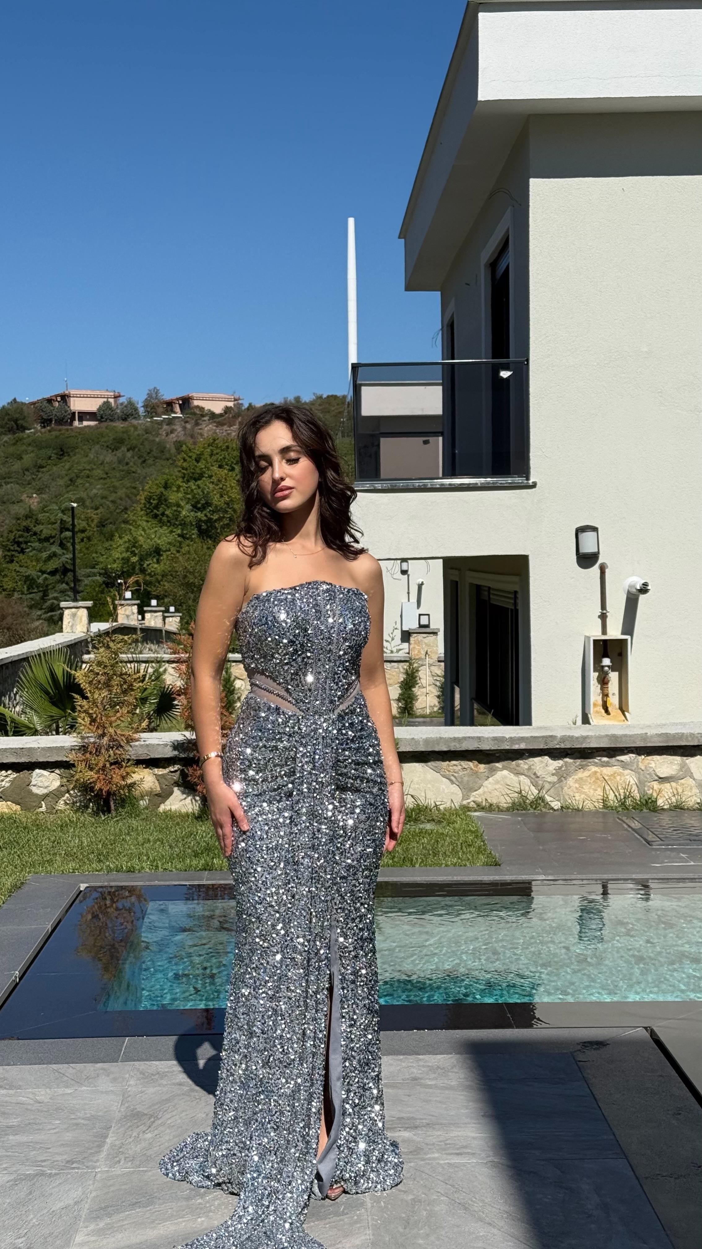Diva Pul Payet Abiye Gümüş
