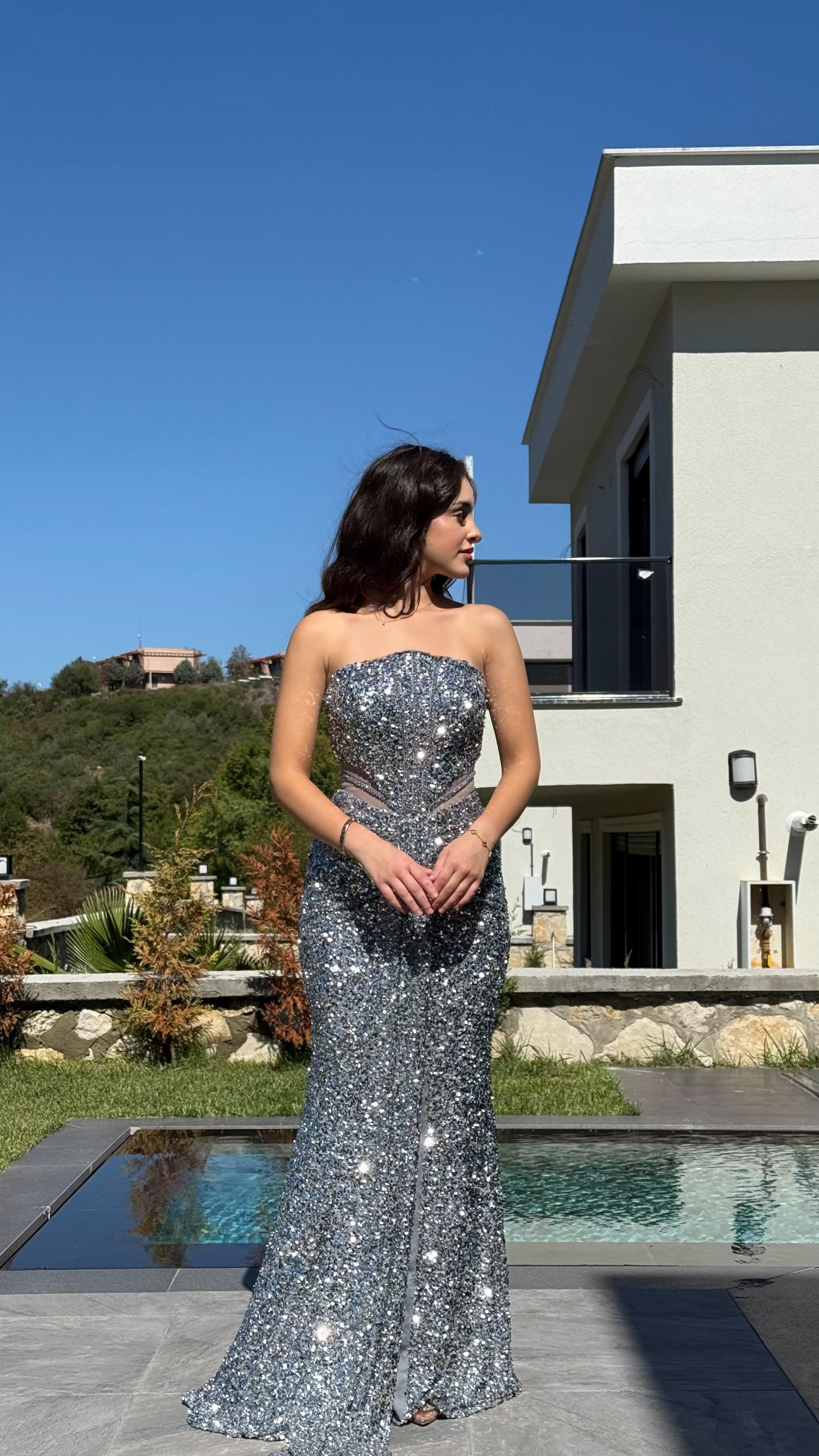 Diva Pul Payet Abiye Gümüş