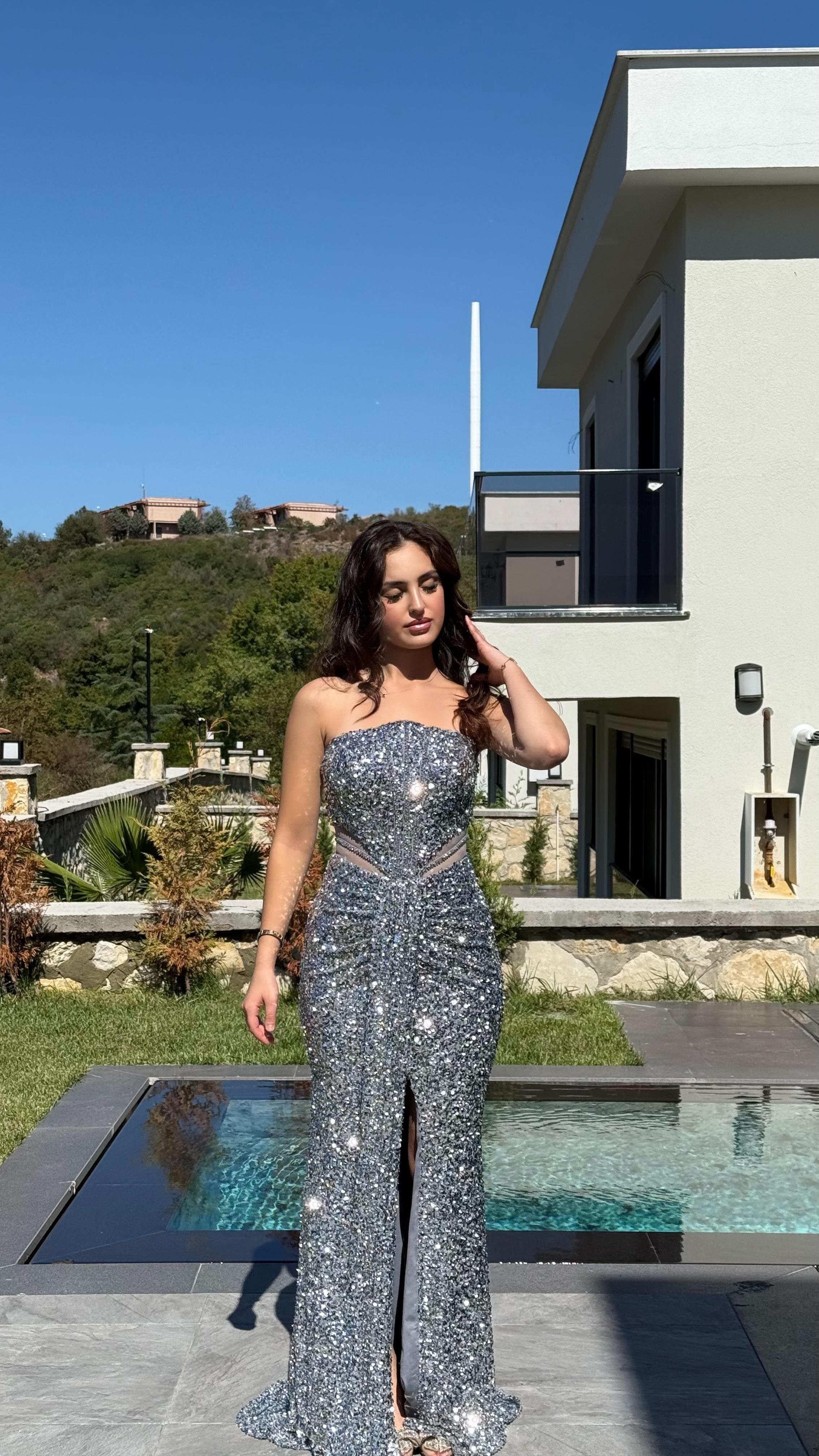 Diva Pul Payet Abiye Gümüş