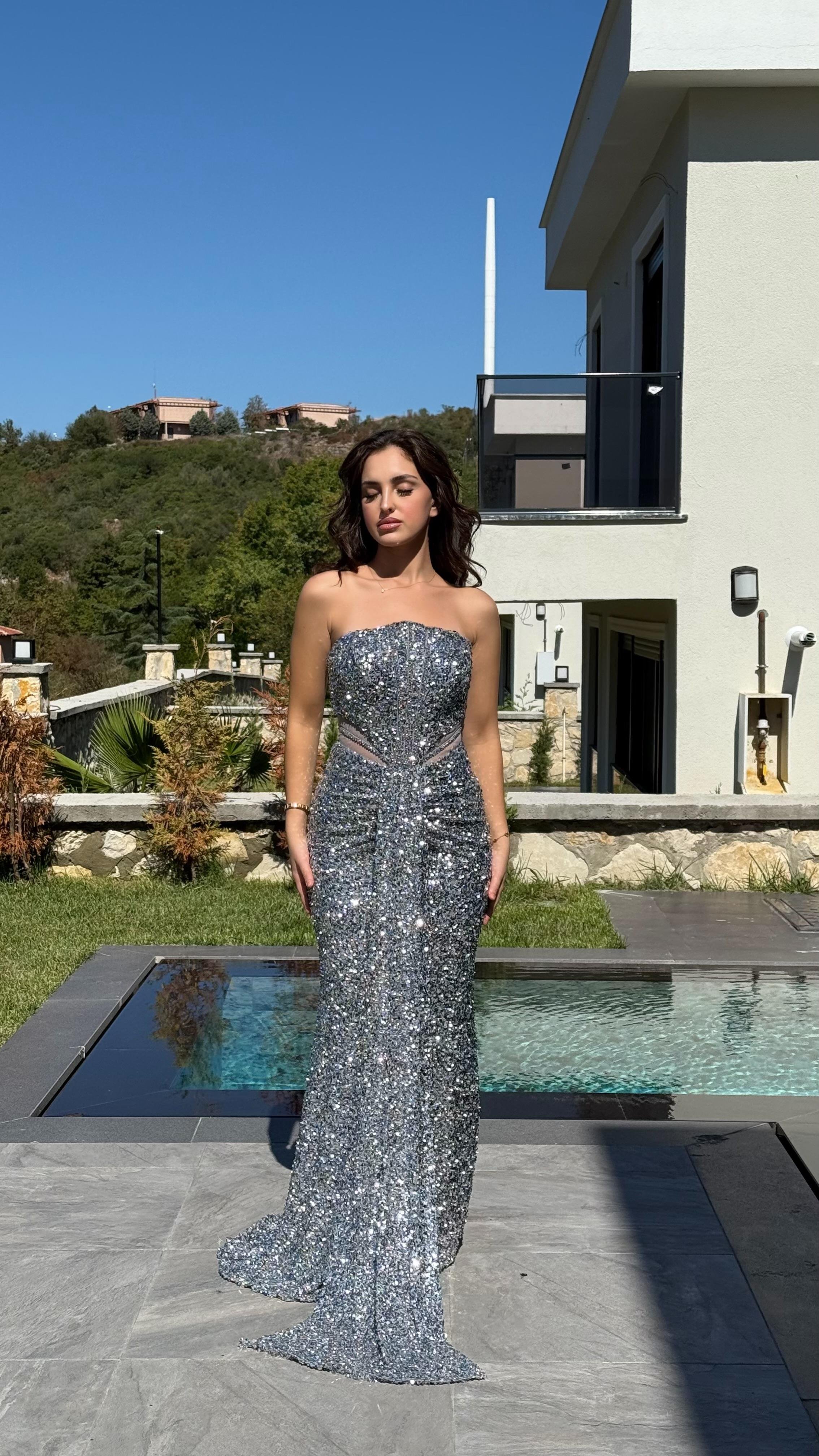 Diva Pul Payet Abiye Gümüş
