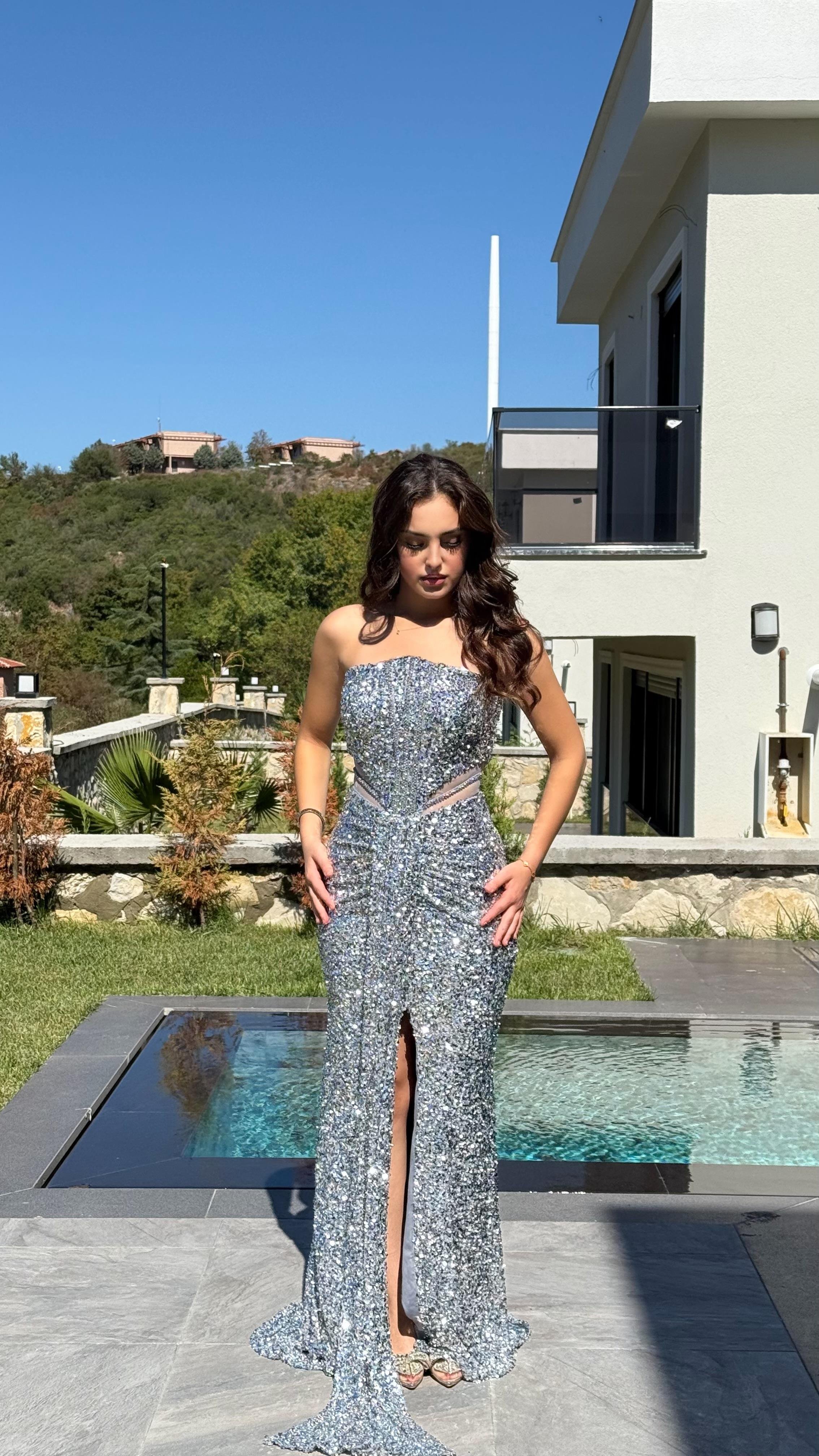 Diva Pul Payet Abiye Gümüş
